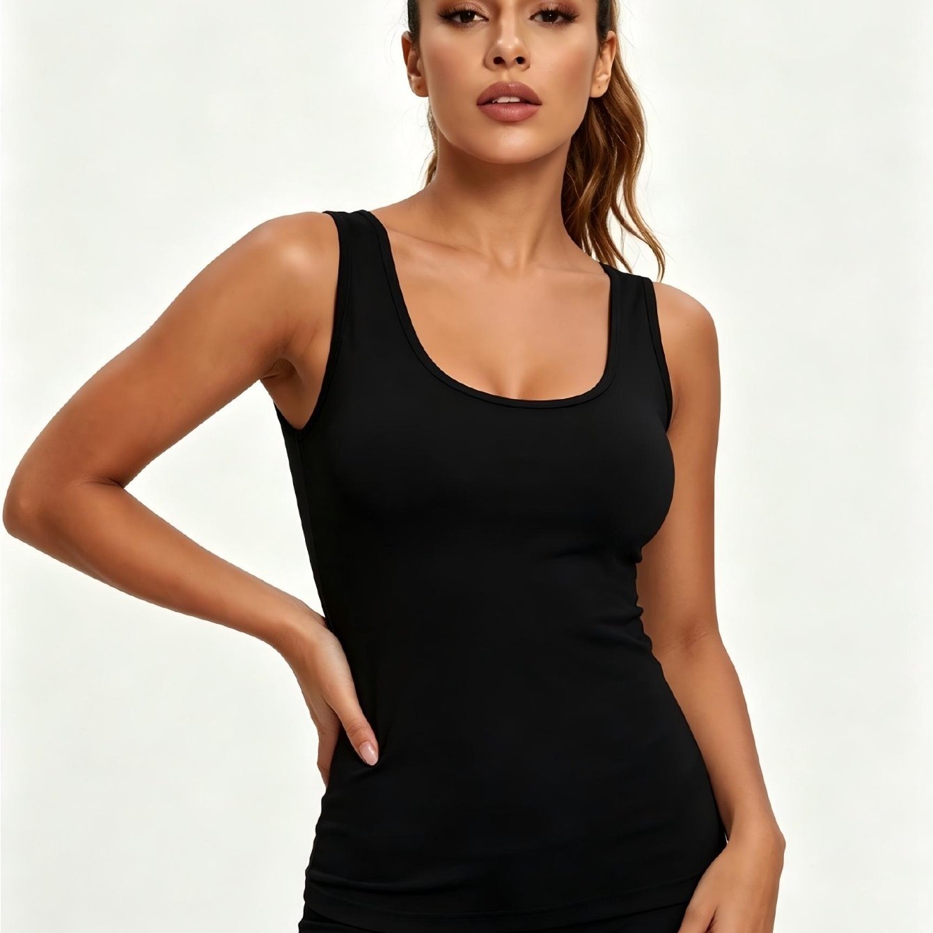 TEMU 1pc Women's Basic Tank Top, Soft, Breathable, And Stretchy, Essential Four-season Base Layer, Suitable For Home And Commuting