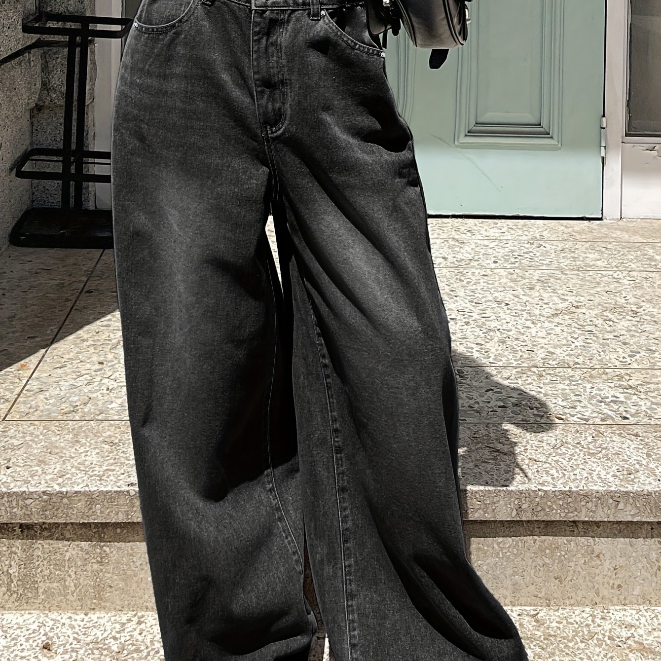 Image of 25aw+ Versatile Washed Blue Wide-leg Super Long Floor-dragging Jeans Women's New Loose Wide-leg Casual Pants