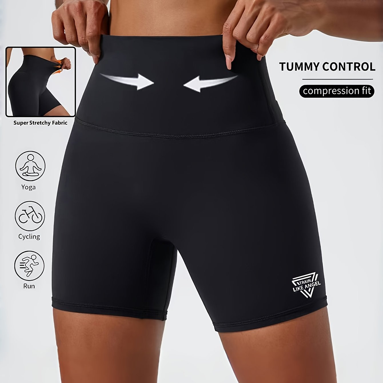 Image of 1pc Women High Stretch Letter Graphic Sports Cycling Shorts For Running Gym Indoor Outdoor Biker Shorts Breathable Fabric Fitness Shorts For Summer