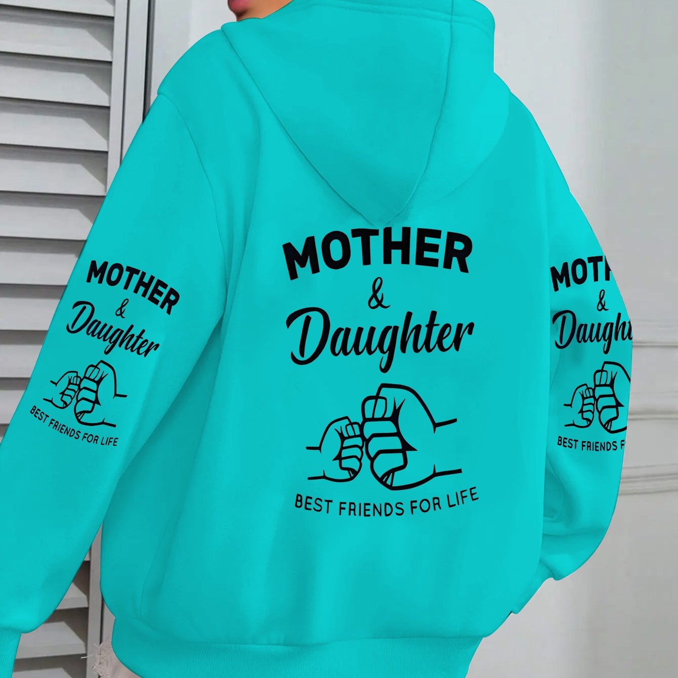 TEMU Mother And Daughter Are 's . This Hoodie Features A Cartoon Style, Perfect For Trendy Women. A Thick Fleece Pullover Machine Washable, Ideal For