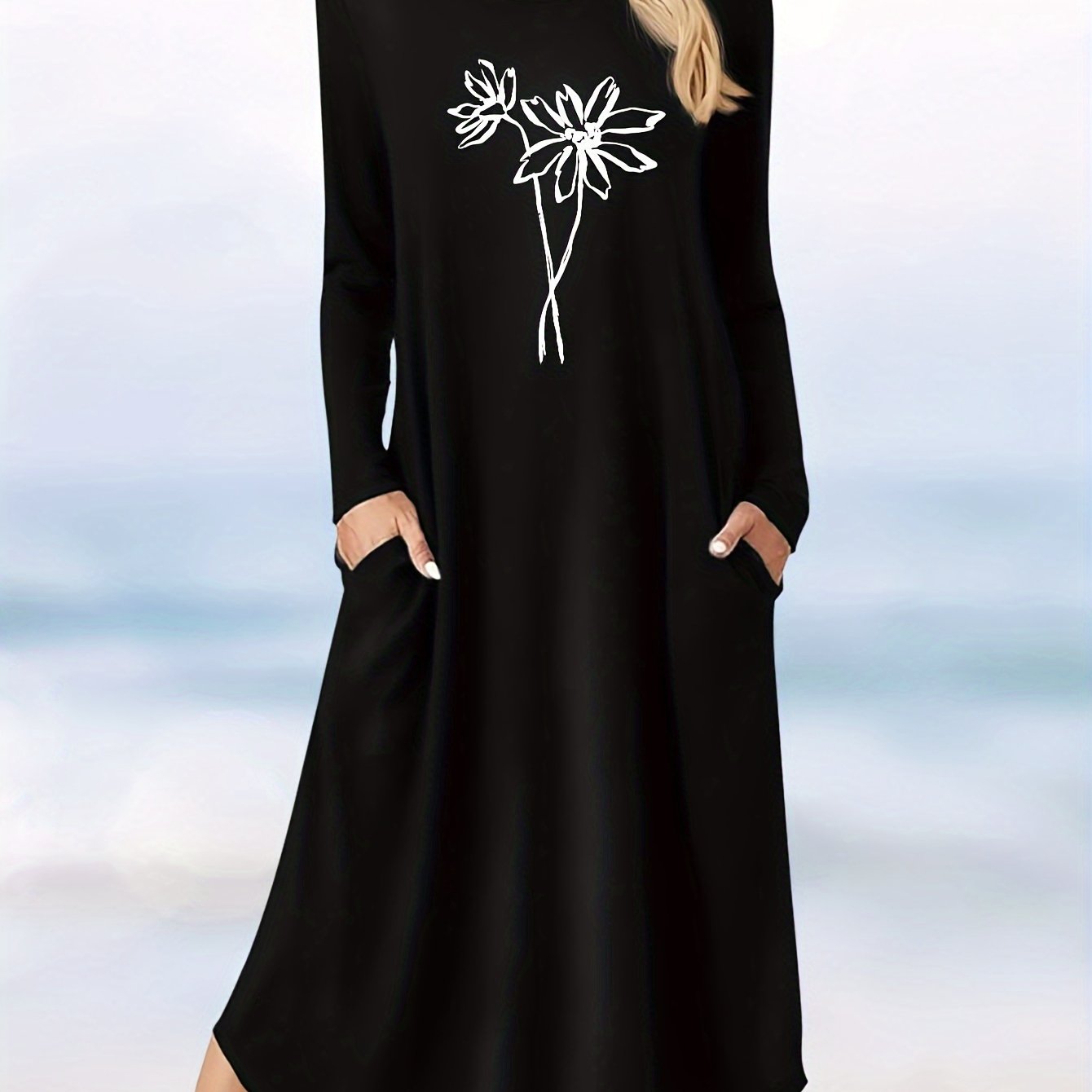 TEMU Patterned Long-sleeve Dress