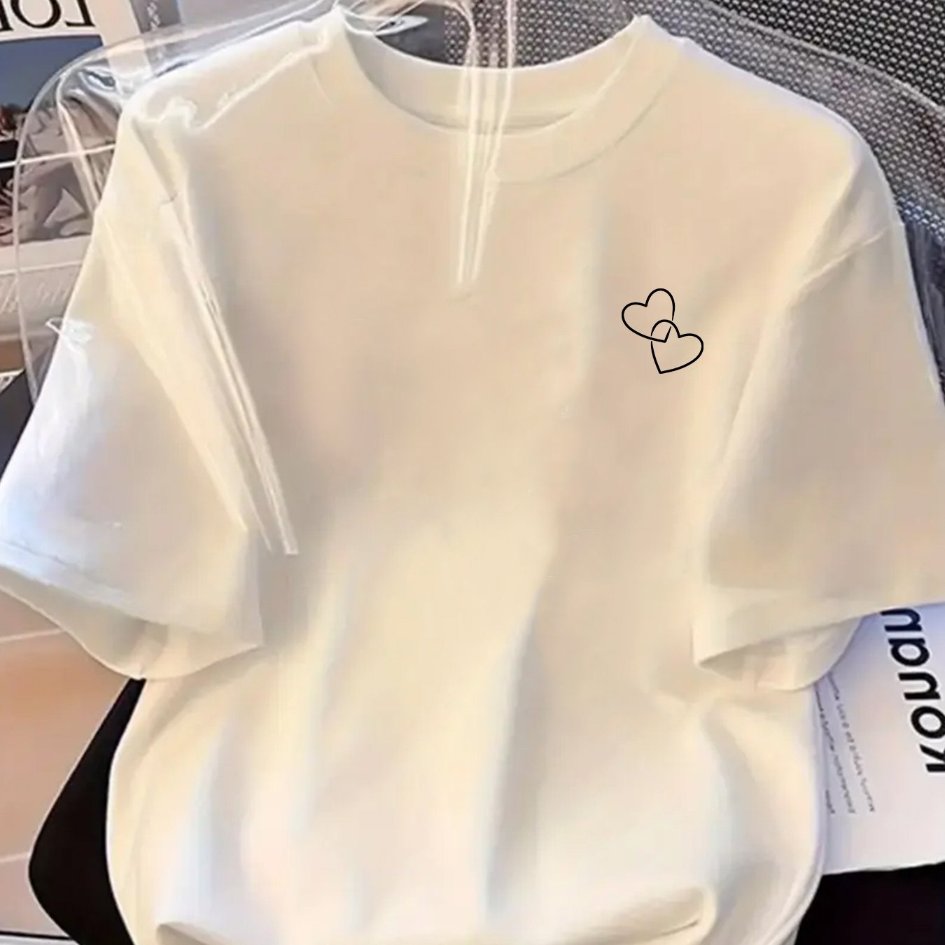 TEMU Women's Mint Green Oversized T-shirt - Soft Mint Color Casual Round Neck Short Sleeve Blouse, Minimalist Everyday Top For Spring Summer Fall,