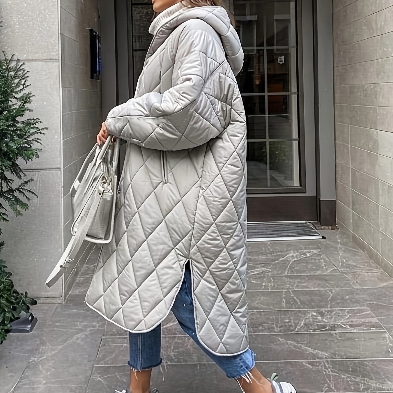 TEMU Elegant Quilted Diamond-pattern Padded For Women, Comfortable Loose- Zllz, Sizes Run Small, Ordering Up