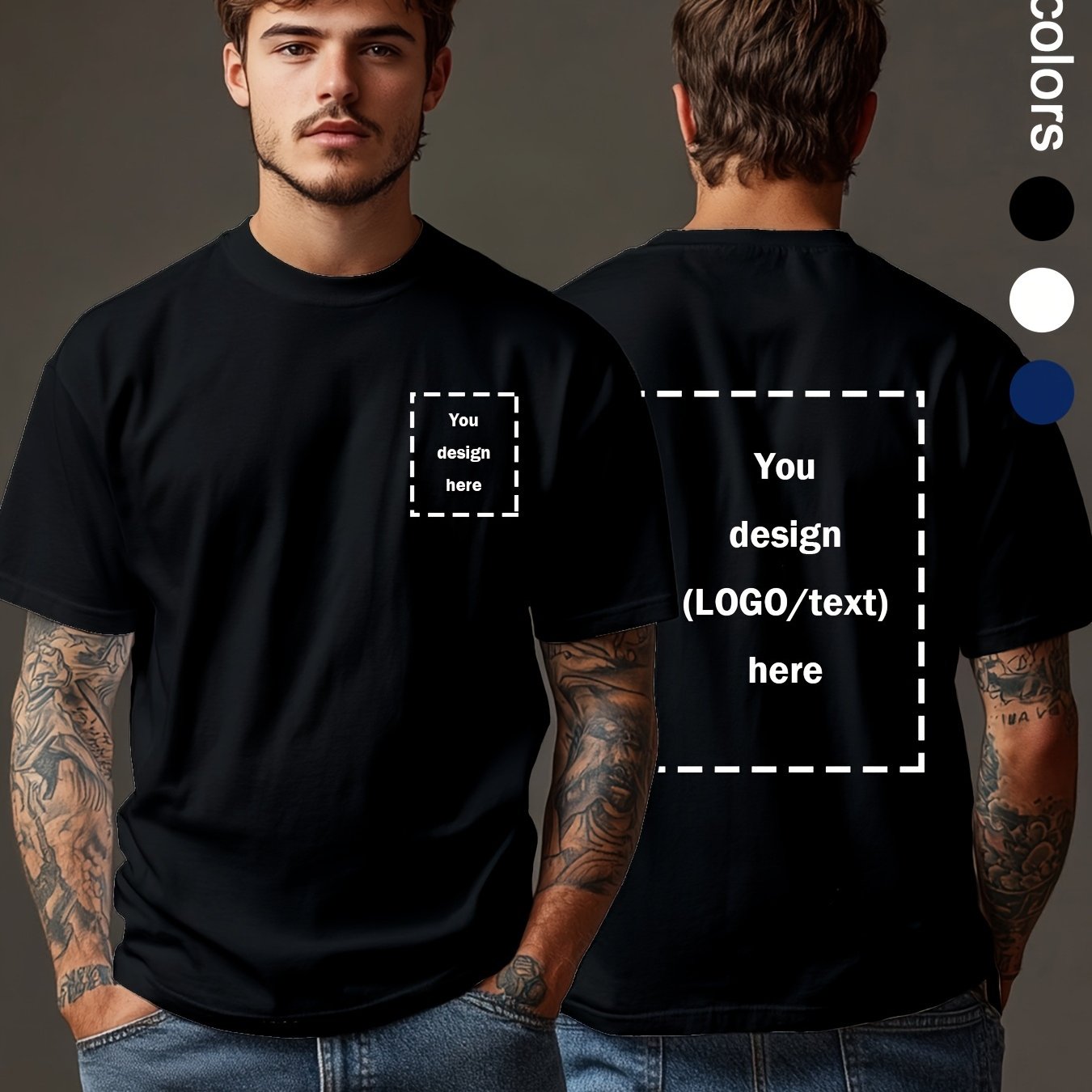 TEMU Customized T-shirts Men's Short Sleeve T-shirts-use Text/pictures/logos To Design Your Own T-shirts Suitable For Holiday Gifts, Anniversary