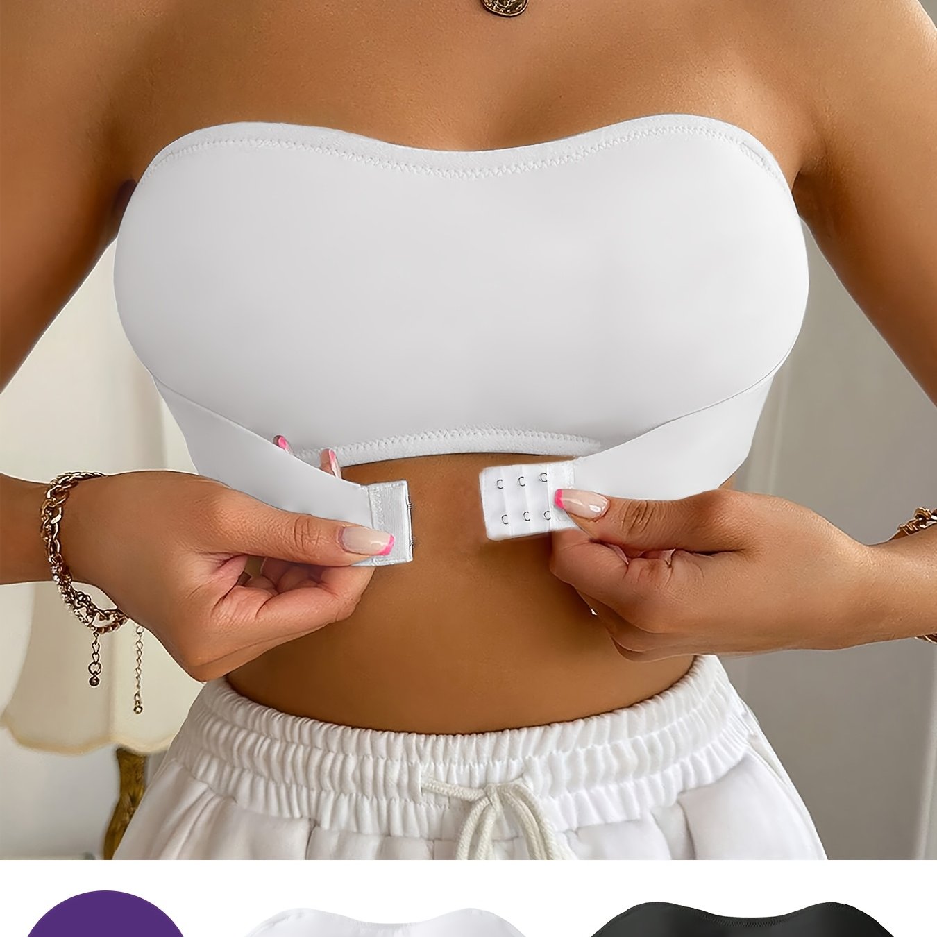 2pcs Strapless Anti-slip Bandeau Bra, Seamless And Wire-free