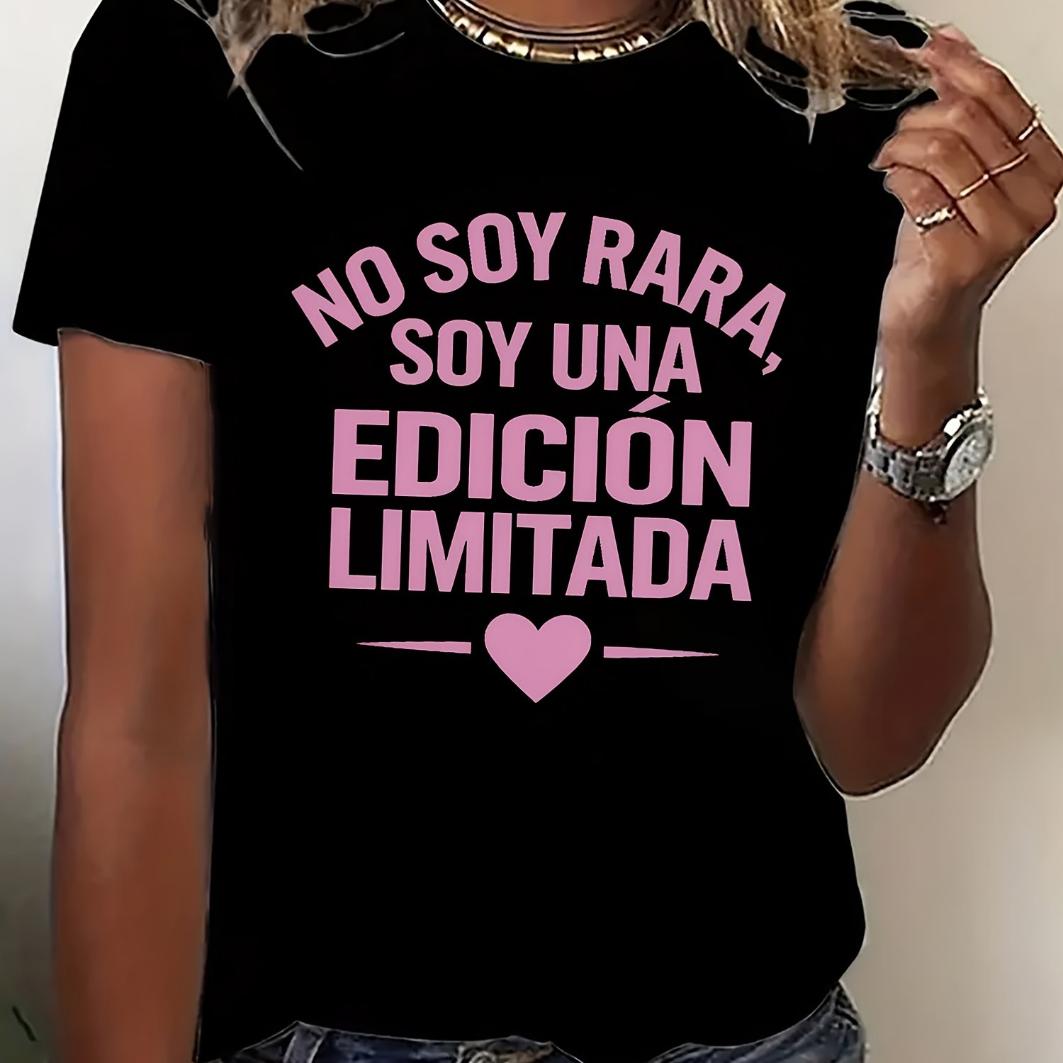 TEMU Camiseta para mujer con española " , soy una edición " - Blusa con en español y , cuello y manga corta, compatible con ropa casual de /verano,