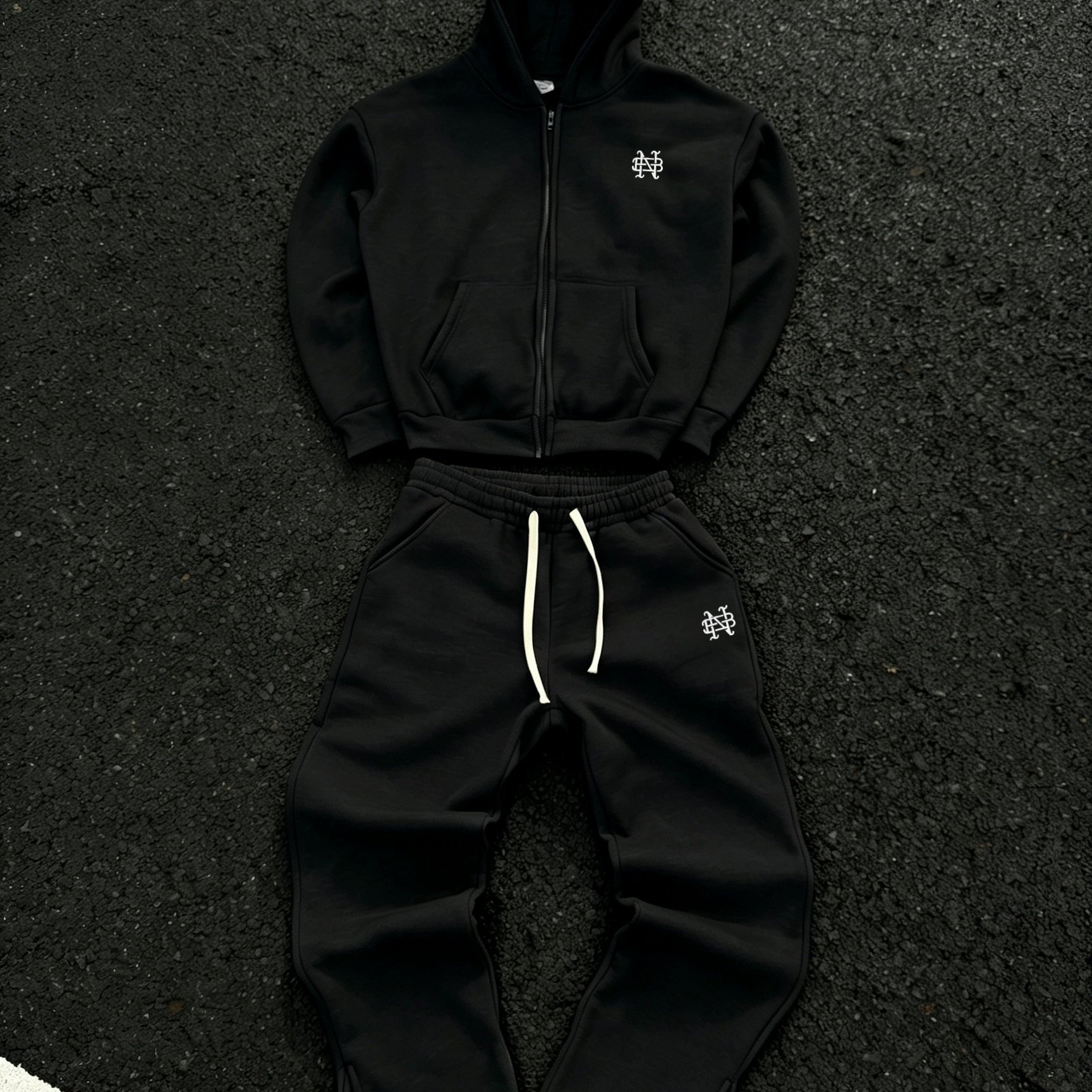 TEMU Men' Color Casual Hoodie And Jogger Pants 2pcs Set, Loose Casual Fit, Zippered Hoodie And Split Hem Sweatpants, Easy Embroidered 2pcs Set, Loose