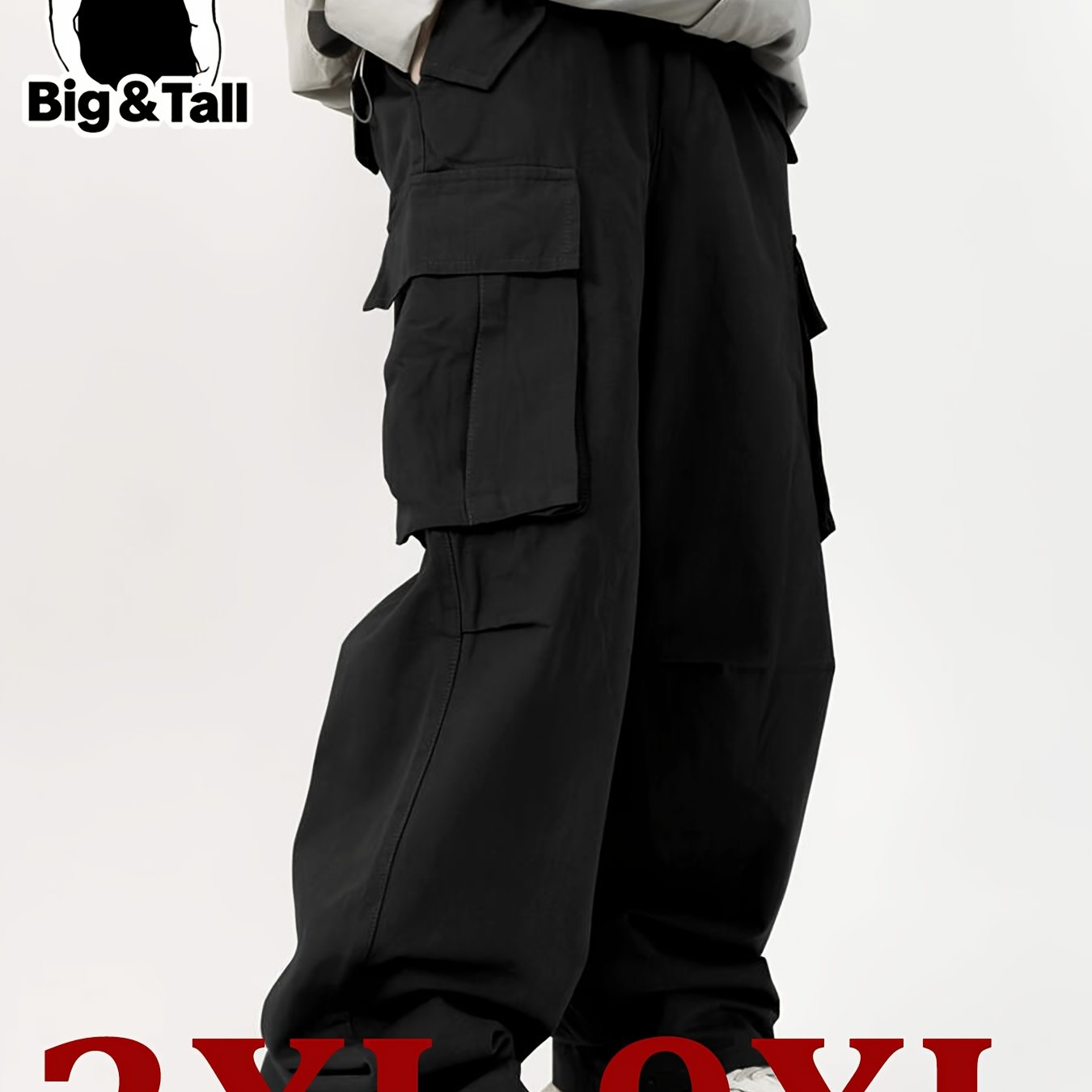 TEMU Plus-size Men's Cargo Pants With A Loose-fit Design, Side Pocket Details, Durable And Comfortable, Suitable For Casual Wear, Versatile For Daily