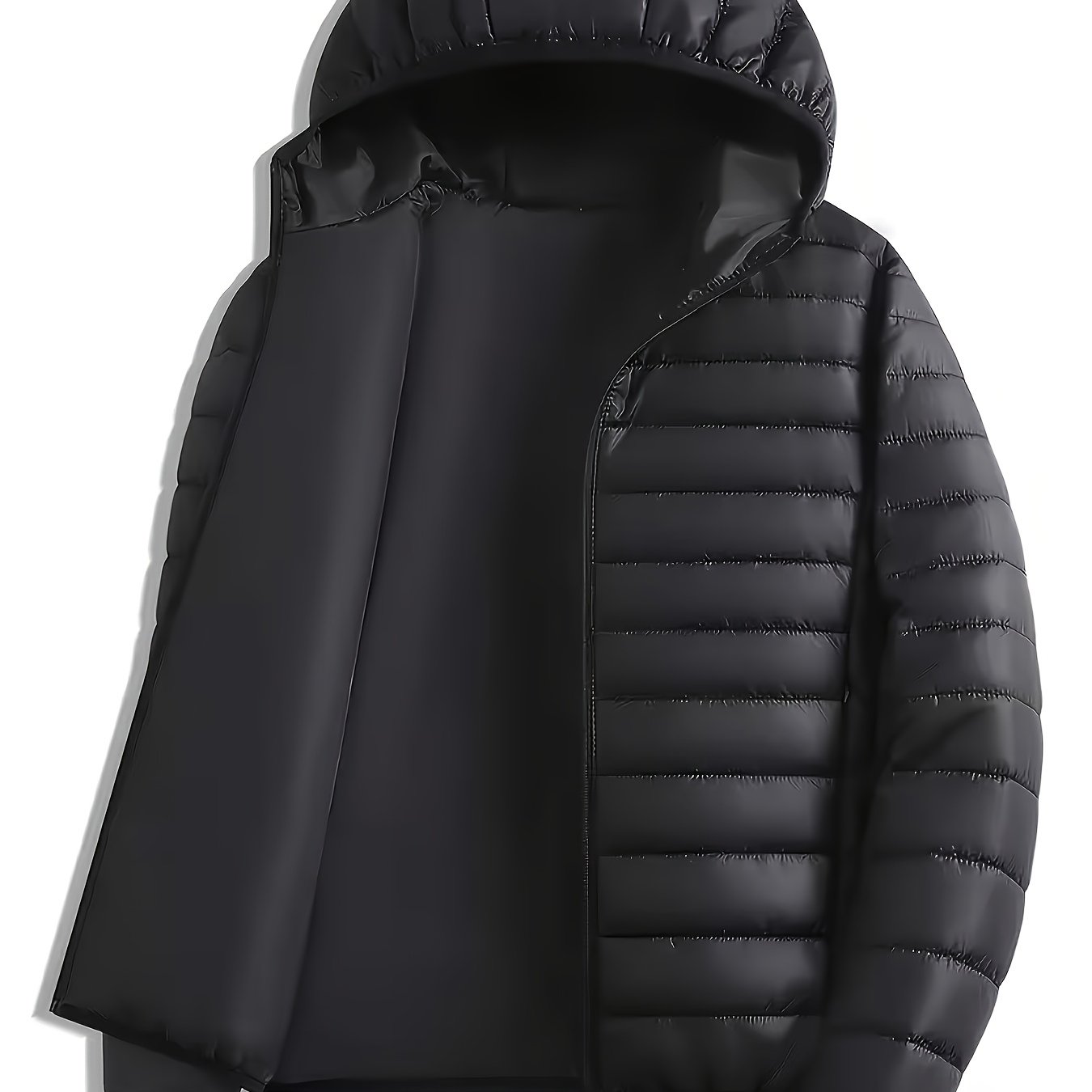 E-shop Neue Herren Kapuzenjacke, gewöhnliche gesteppte Oberbekleidung, Outdoor Sport Klettern Freizeit Langarm, geeignet für Winter, geripptes Design,