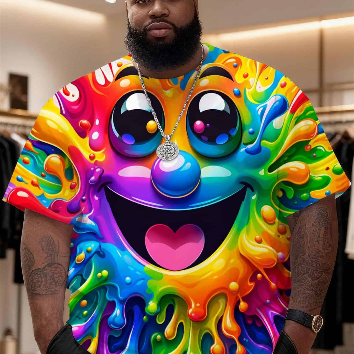TEMU Men's Plus Size Loose T-shirt - Relaxed Short Sleeve Crew Neck Style Top, Suitable For Athletic And Casual Wear, Machine Washable Comfortable