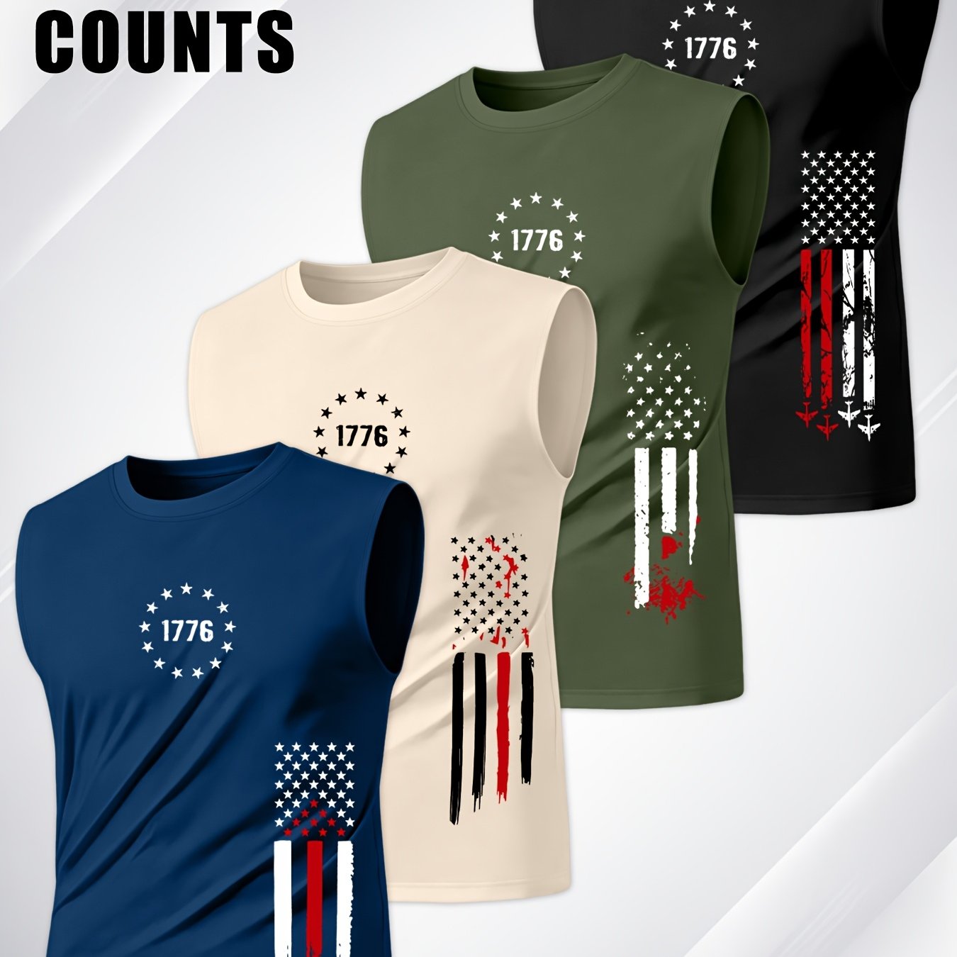 TEMU Men's Summer Casual Fitness Sports Tank Top 4pcs Set, Suitable For Gym, Running, And Marathon Wear