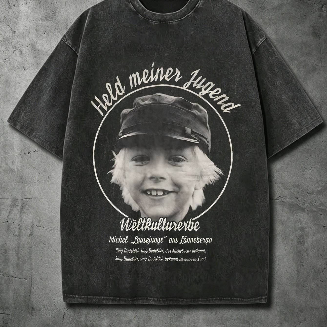 Men's Washed Heritage Eastern Retro T Shirt, Plus Size