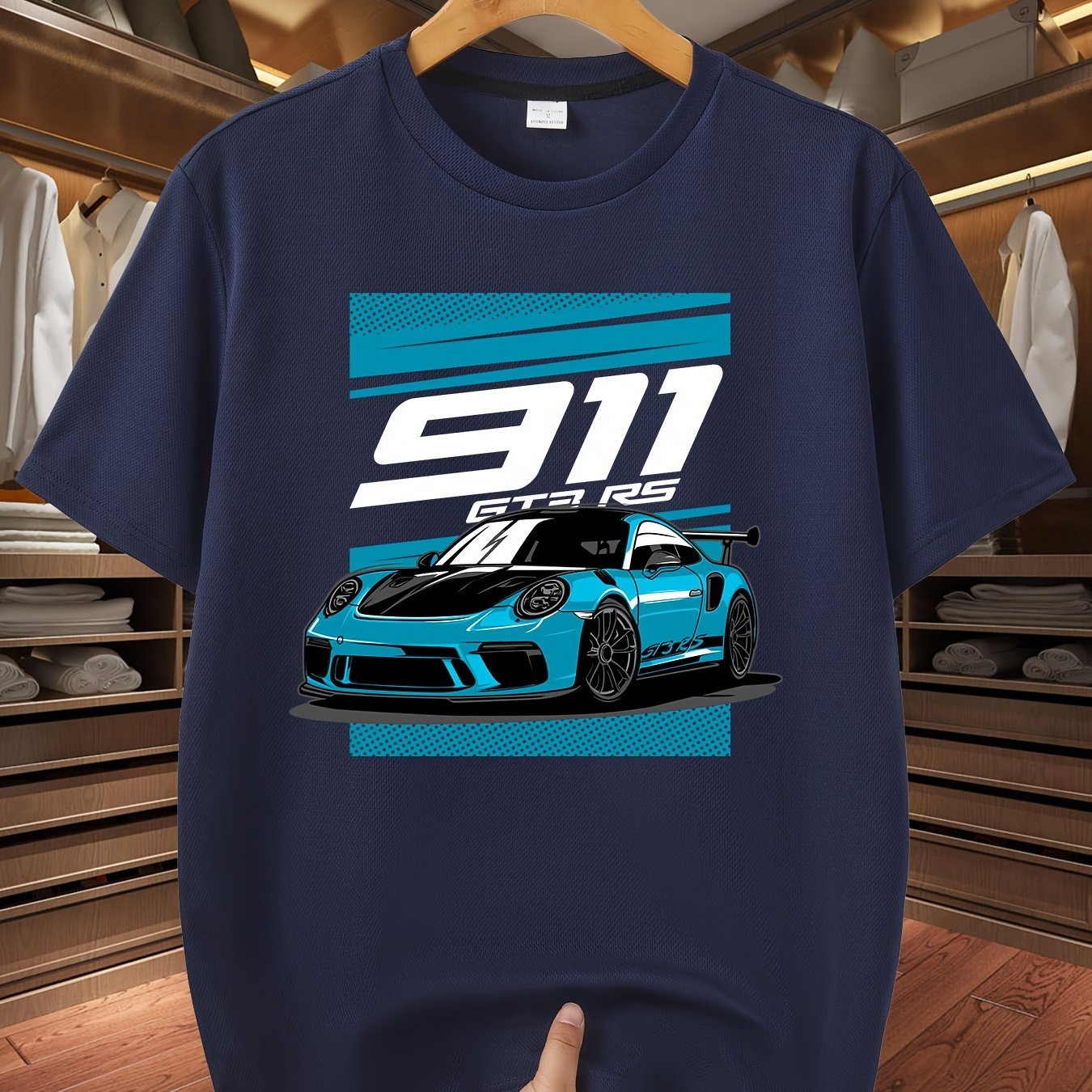 TEMU 's T-shirt With , Regular Fit, Round Neck, Slightly Stretchy, Casual Sportswear For Everyday Use, Durable Knitted T-shirt