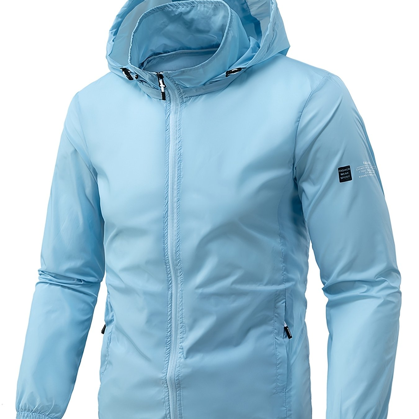 TEMU Men's Summer Outdoor Sports Detachable Hooded Jacket, Lightweight, Breathable, Quick-drying, Casual For Fishing, Cycling, Beach