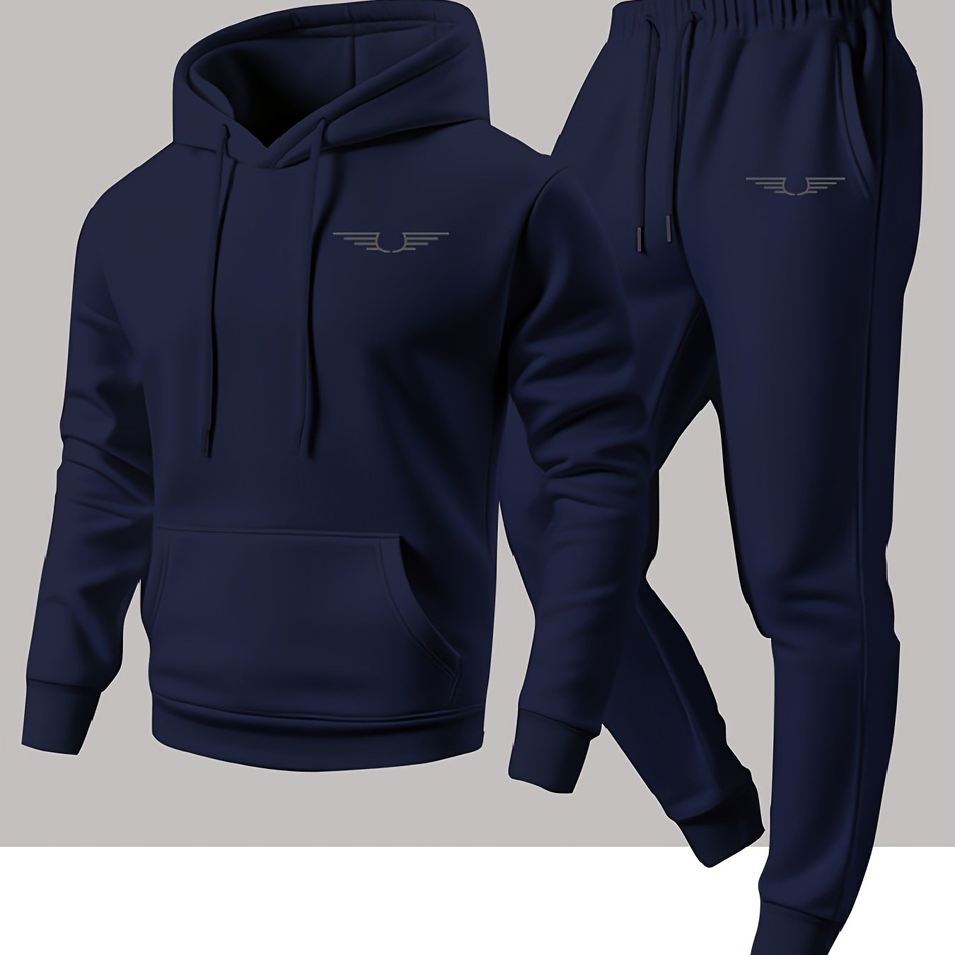 TEMU Men's Fashion Heat Transfer Print Hooded Sweatshirt And Sweatpants Set, Spring Autumn Winter Loose Comfortable Athletic Casual 2pcs Outfit