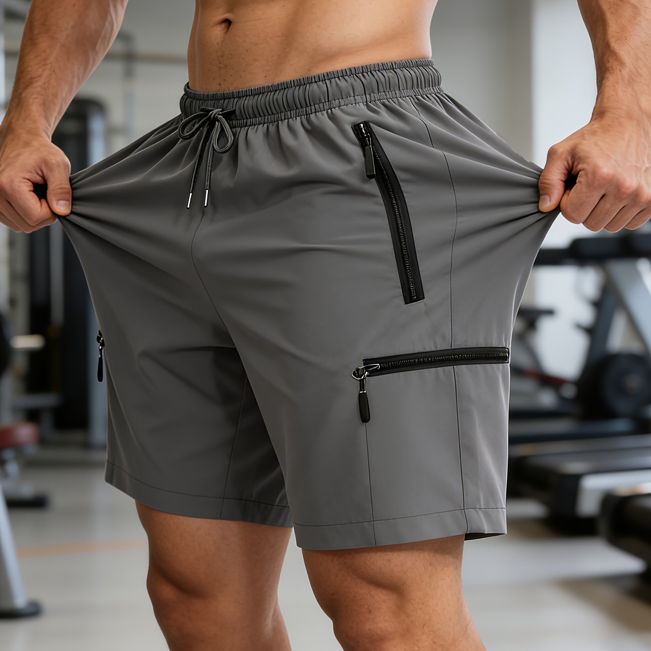 TEMU Men's Quick Dry Multi- Shorts, Elastic Waist Drawstring, Lightweight Breathable Fabric, Casual Sports Workout Running Hiking Shorts, Summer