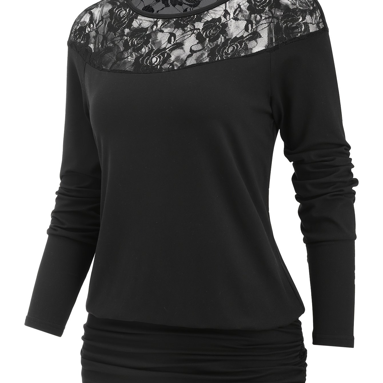 Lace-trimmed Long-sleeve Top