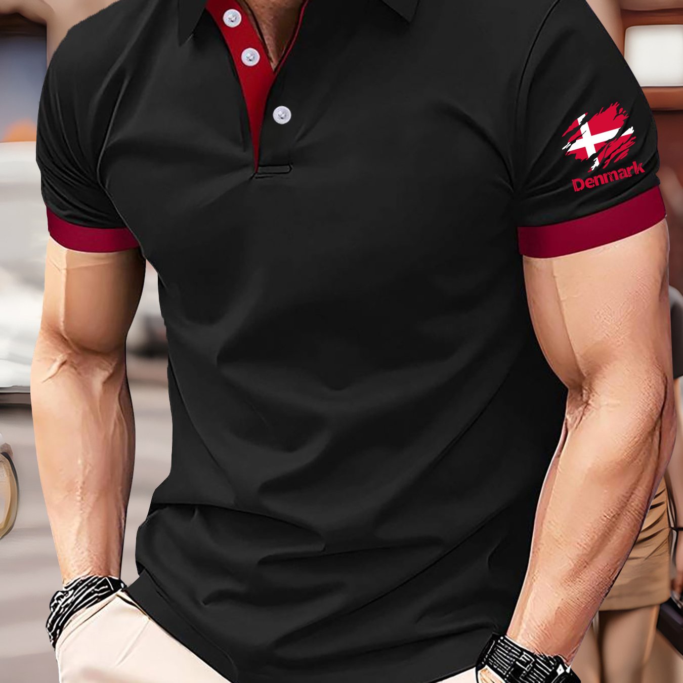 TEMU Men's Shirt, Denmark Sleeve Pattern, Outdoor, Casual, Daily, Business, Multi-scene, Comfortable Short Sleeve Wear