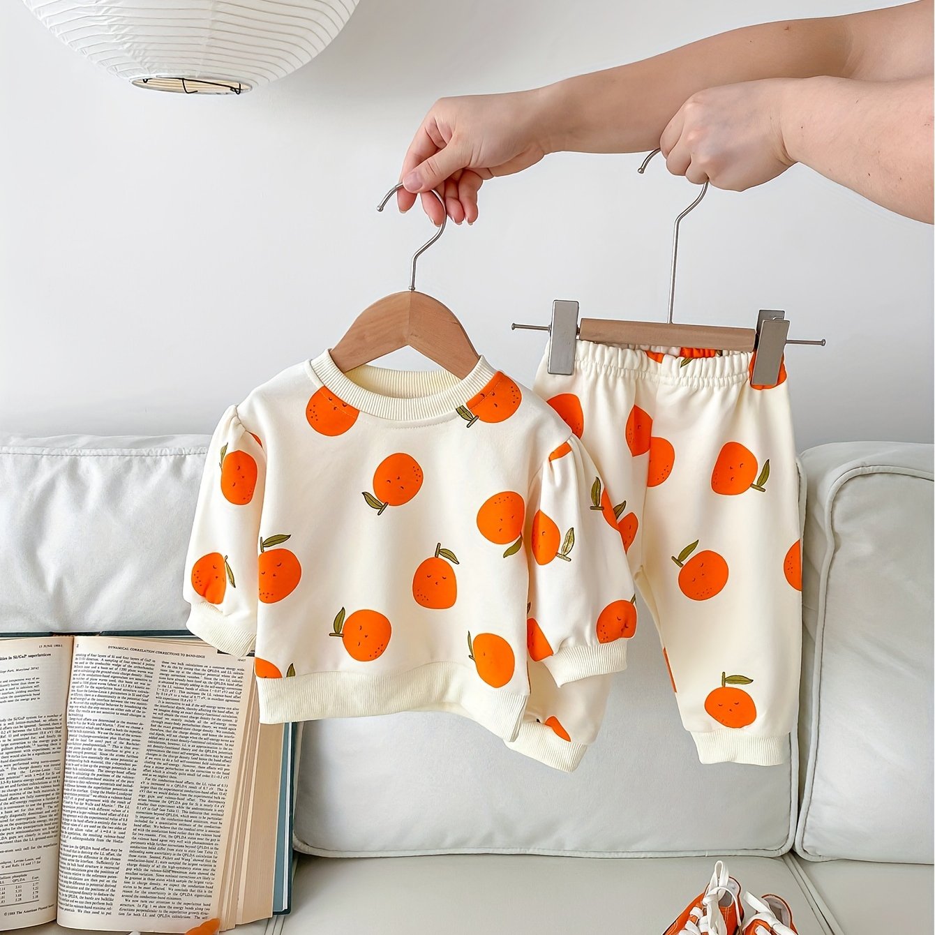 2pcs Set Cute Print Sweatshirt For Infants And Toddlers, Spring/autumn, Perfect For Outdoor