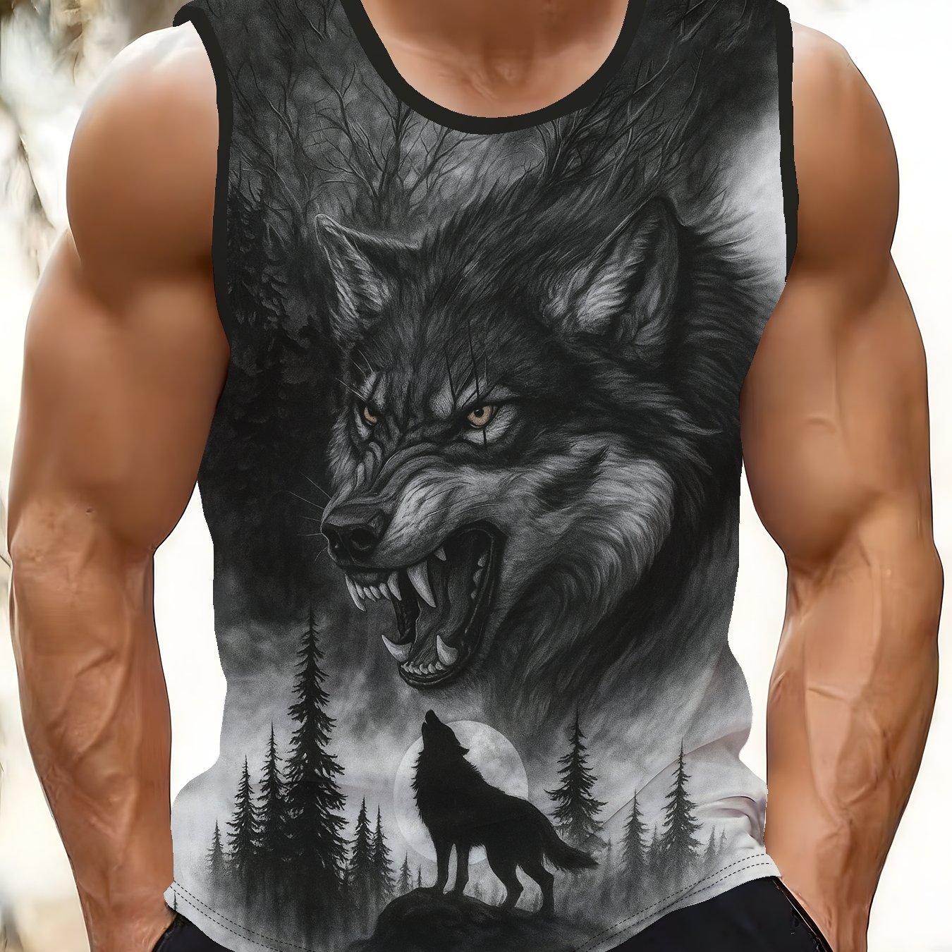 TEMU Men's Fashion Trendy Print Sleeveless Vest, Outdoor , Suitable For Daily , City Strolls, Trendy Gatherings, And More