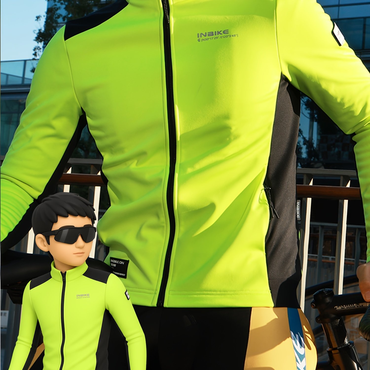 Image of Inbike Men's Winter Cycling Jacket, Windproof Soft Shell Warm Bicycle Clothing, Warm Fleece Road Bicycle Windbreaker, Outdoor Sports Windproof Jacket
