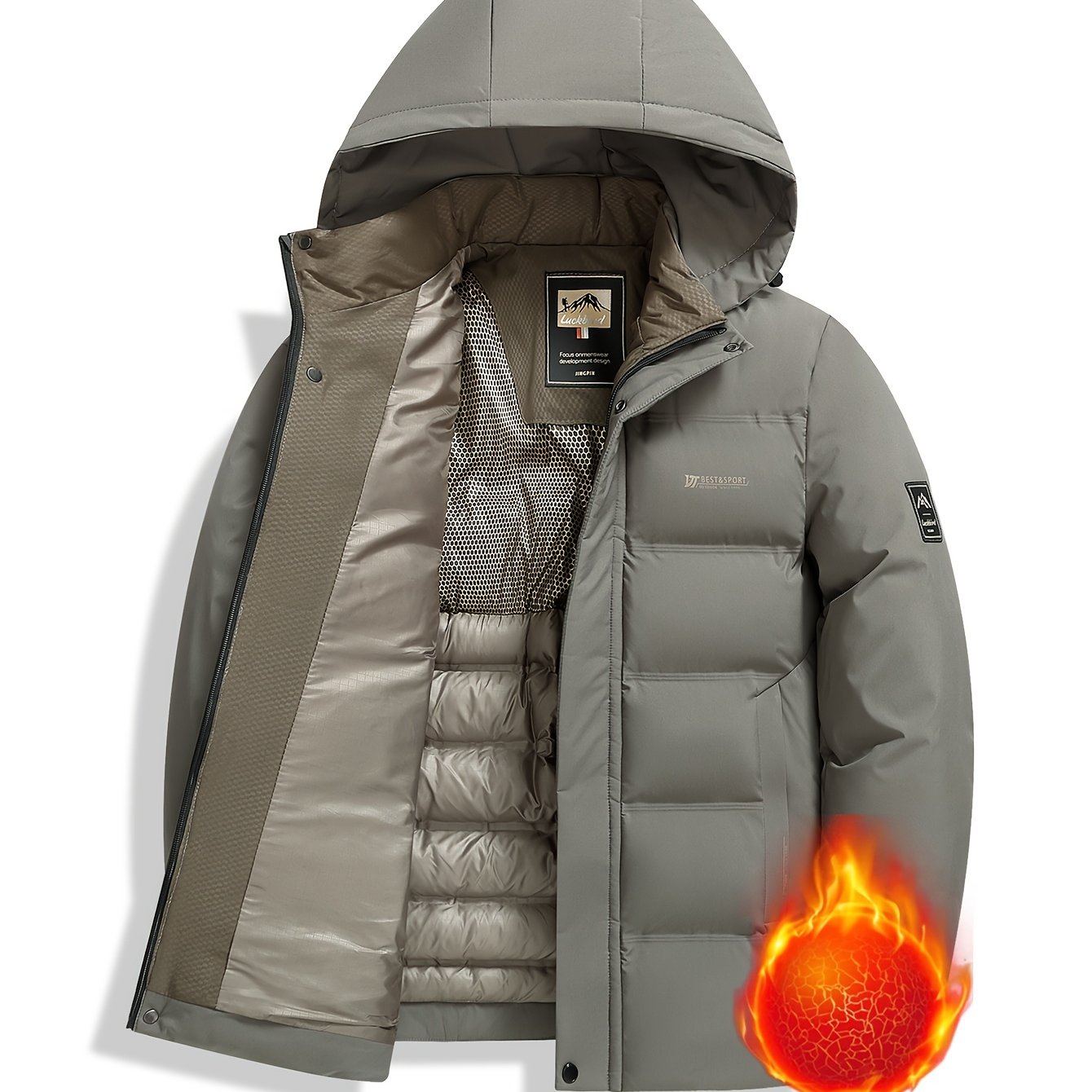 Image of Aw26 Winter Men'-proof Windproof Casual Hooded Jacket