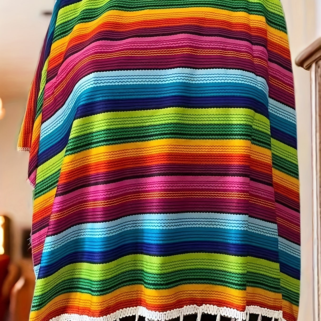 TEMU Factory Direct Halloween Mexican Shawl Ethnic Style Cape Cosplay Holiday Stage Performance Plus Size Role-playing Costume 98 X 150 Cm