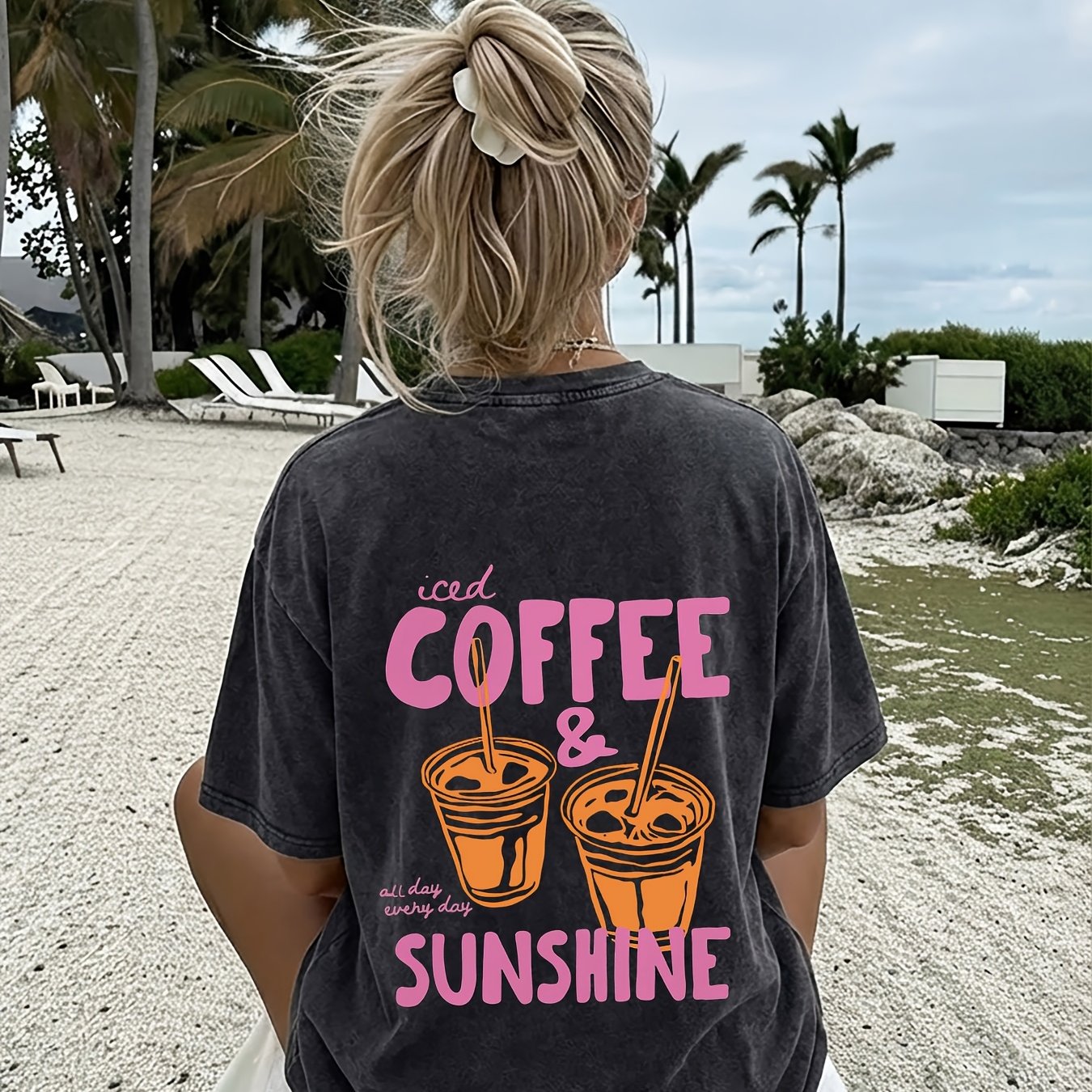 A Coffee And Sunshine Theme Designed Pure T Shirt Women S T Shirt High Quality T Shirt Summer Beach Wear For Who Love Coffee And Sunlight