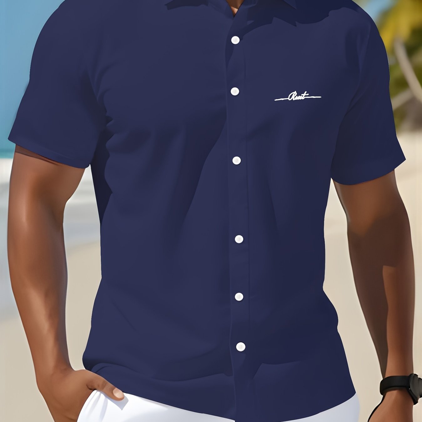 TEMU Simple Turn- Collar Short-sleeve Shirt For Men 2026 New Model Lightweight Comfortable For Daily Commuting, Plus Size