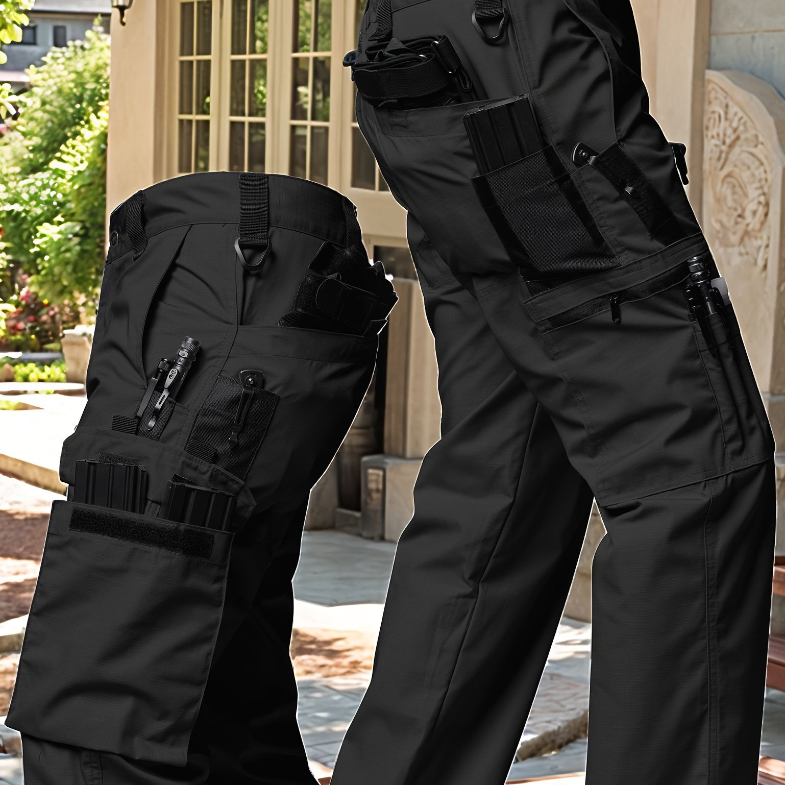 TEMU New Breathable Micro-stretch Fabric, Men's Outdoor Tactical Cargo Pants, Casual Hiking And Mountaineering Tactical Pants, Multi-pocket Checkered