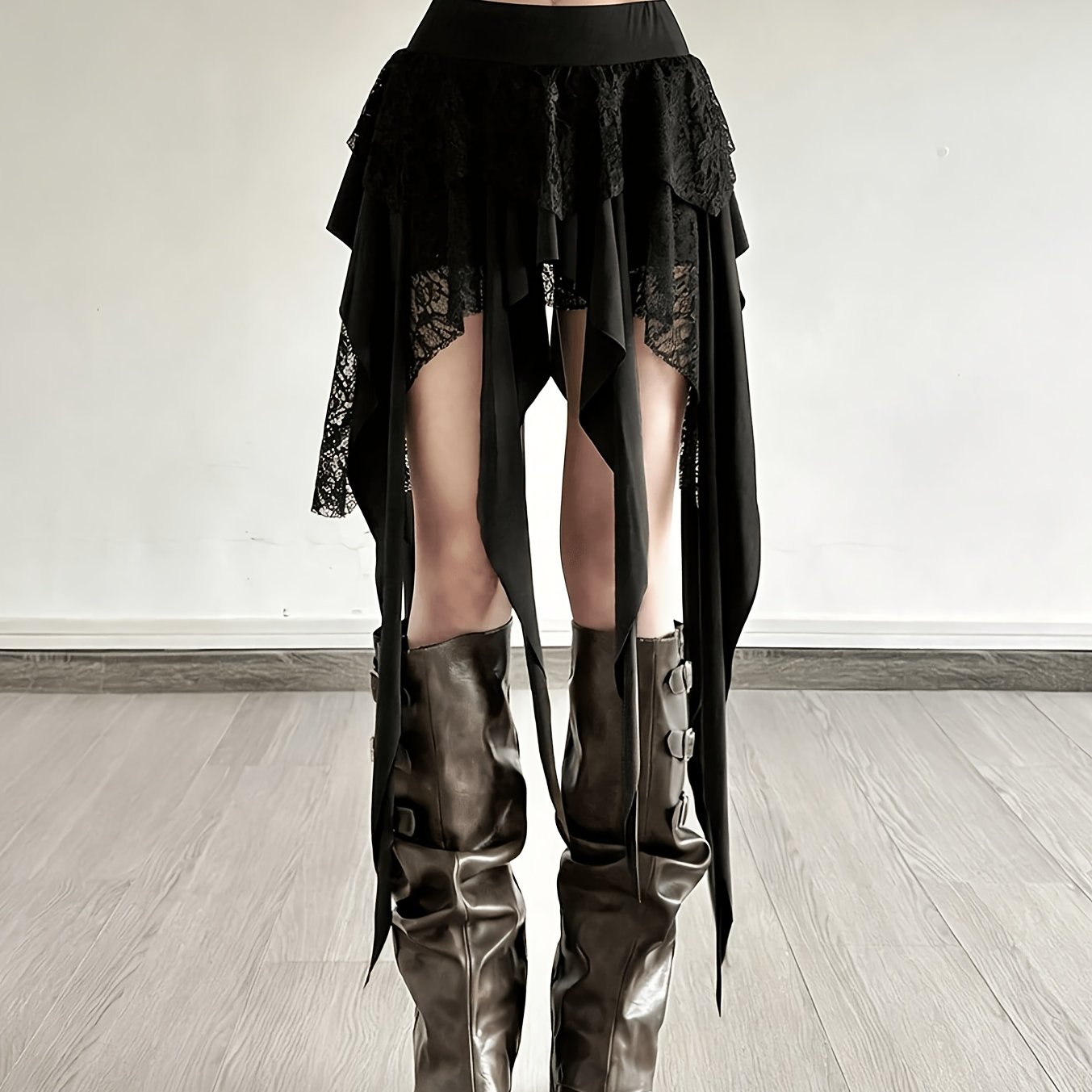 Image of Women's Lace Asymmetrical Fringe Skirt