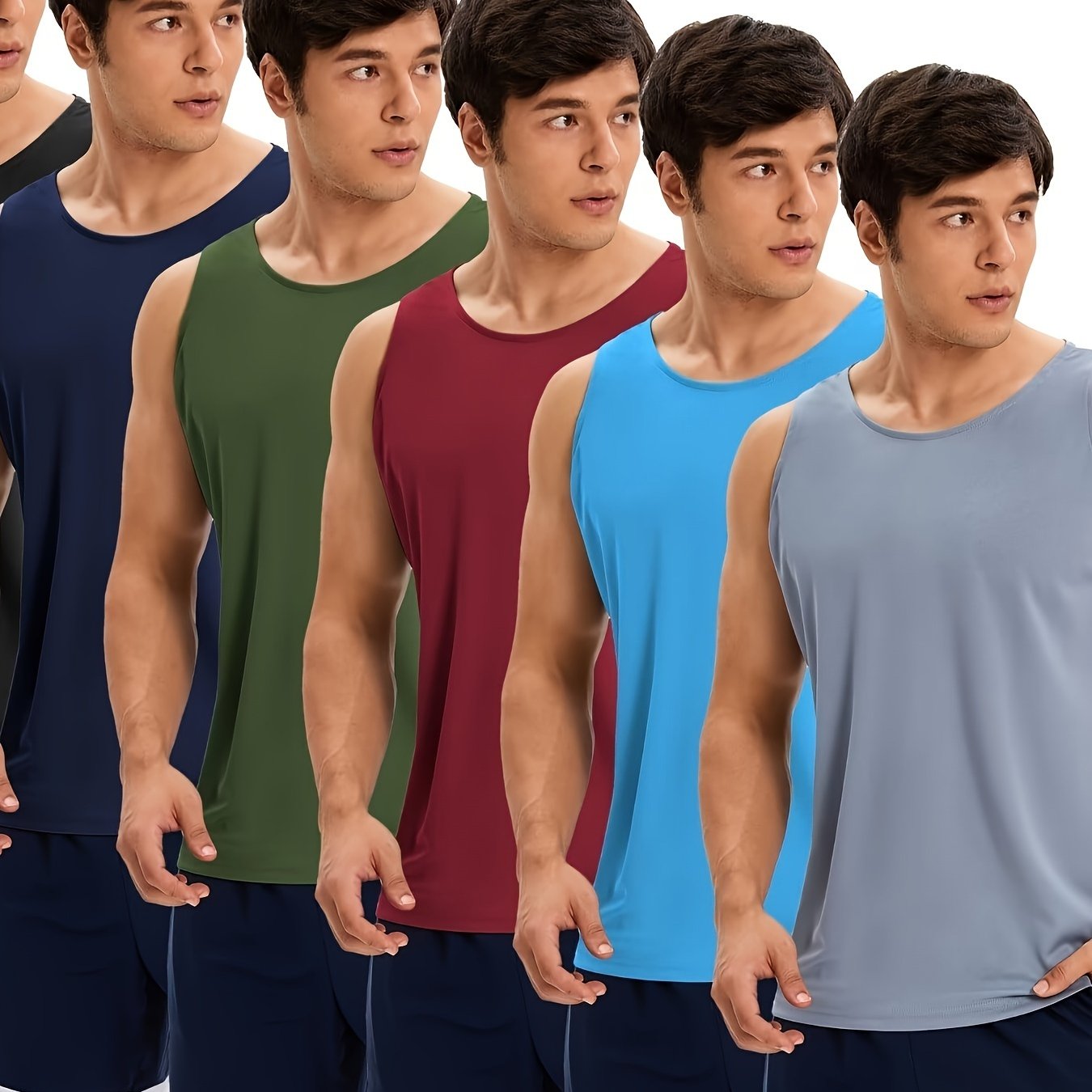 TEMU Hoplynn 6 Pack Men's Quick Dry Workout Tank Tops Breathable Gym Sleeveless Muscle Shirts For