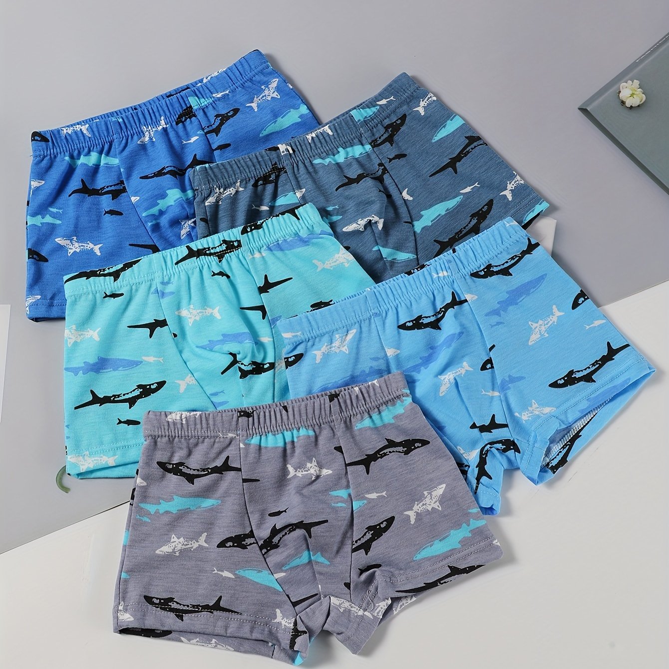 5pcs Boys' Four-corner Underwear, Comfortable For , Filled With Flowers