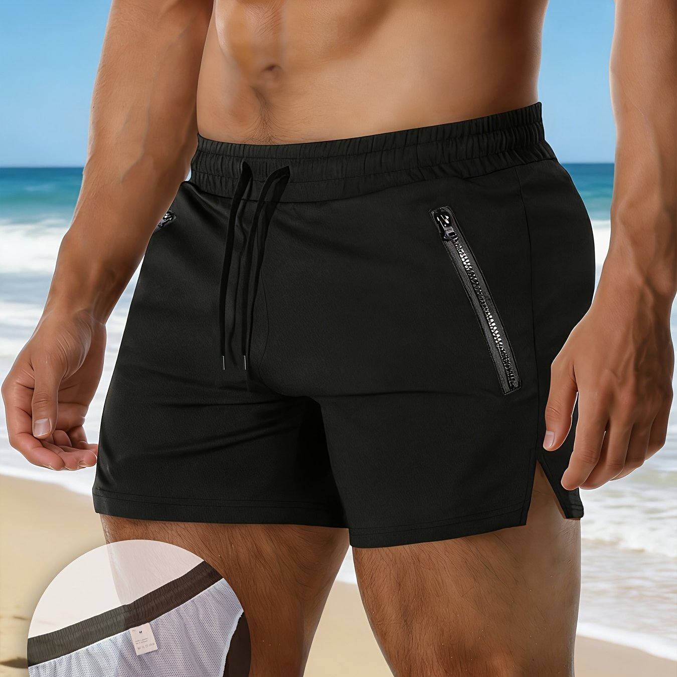 E-shop Herren Shorts in Unifarben - Kordelzug, leicht, atmungsaktiv, bequem, strapazierfähig, ideal für Sport, Outdoor, Wandern, , Freizeit, Surfen