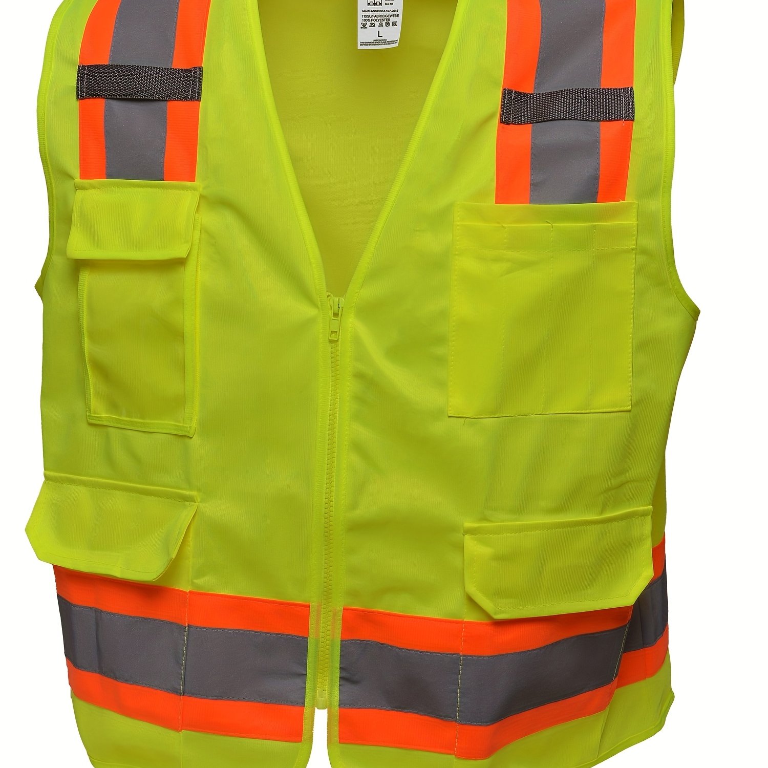 TEMU Men's Combination Workwear High Visibility Reflective Vest, Reflective Series Clothing, Sleeveless Reflective Clothing, Workwear