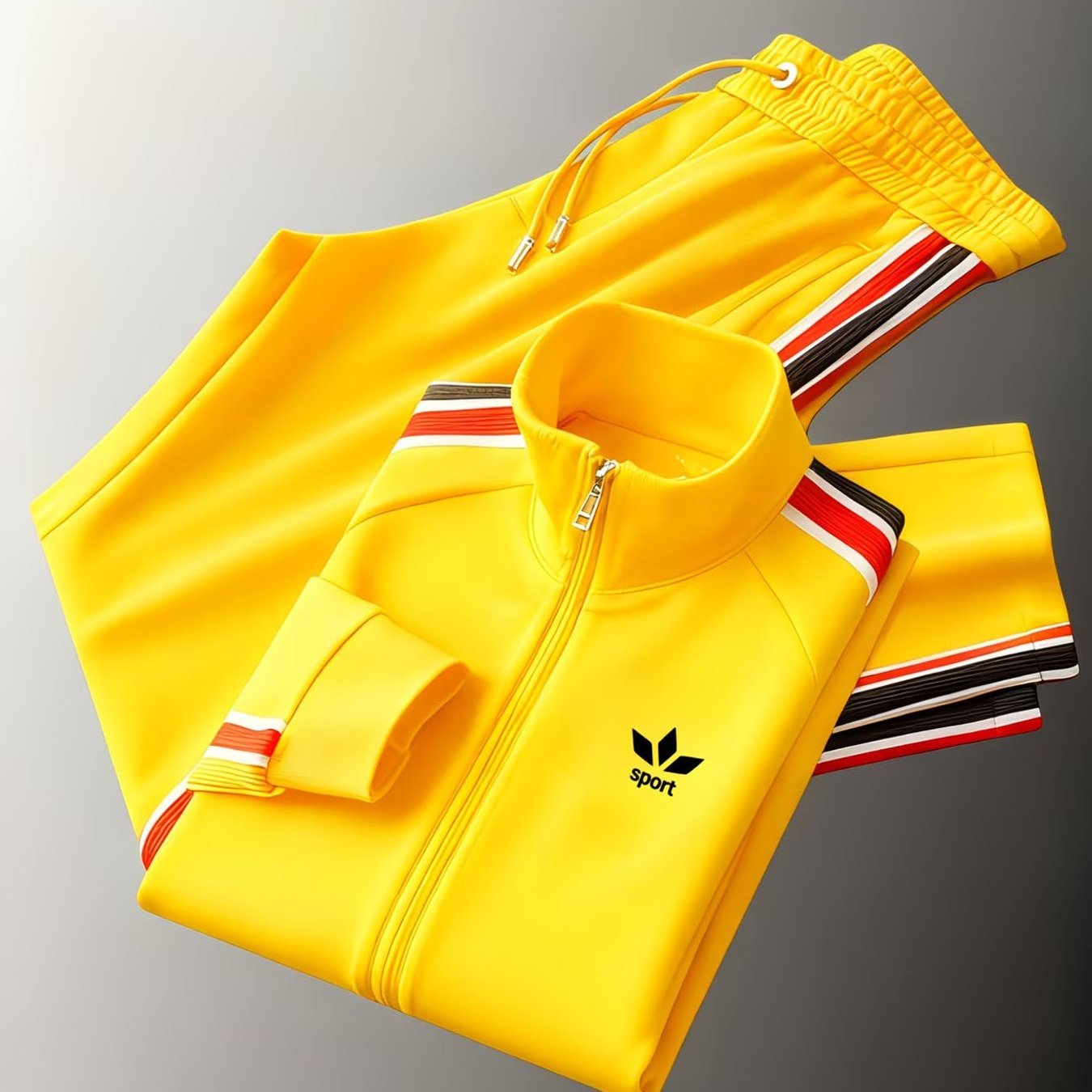 Yellow Athletic Tracksuit For Men Featuring And Striped Design, Perfect For Casual Streetwear And Everyday Outfits