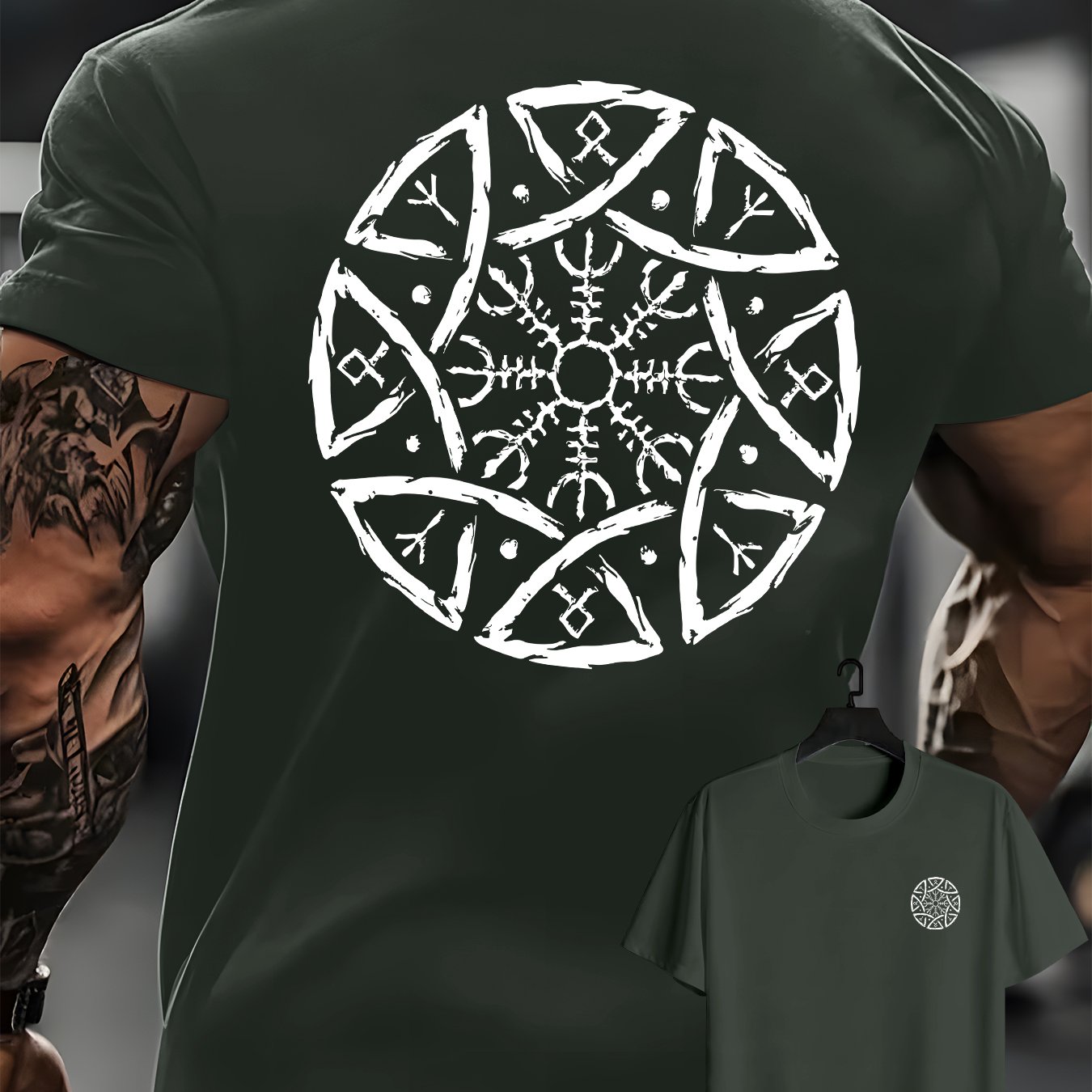 TEMU Men's T-shirt - Summer Casual Crew Neck Tee With Print, , Machine Washable Suitable For Sports, Gym, Casual Attire - Non- Base Layer Shirt For