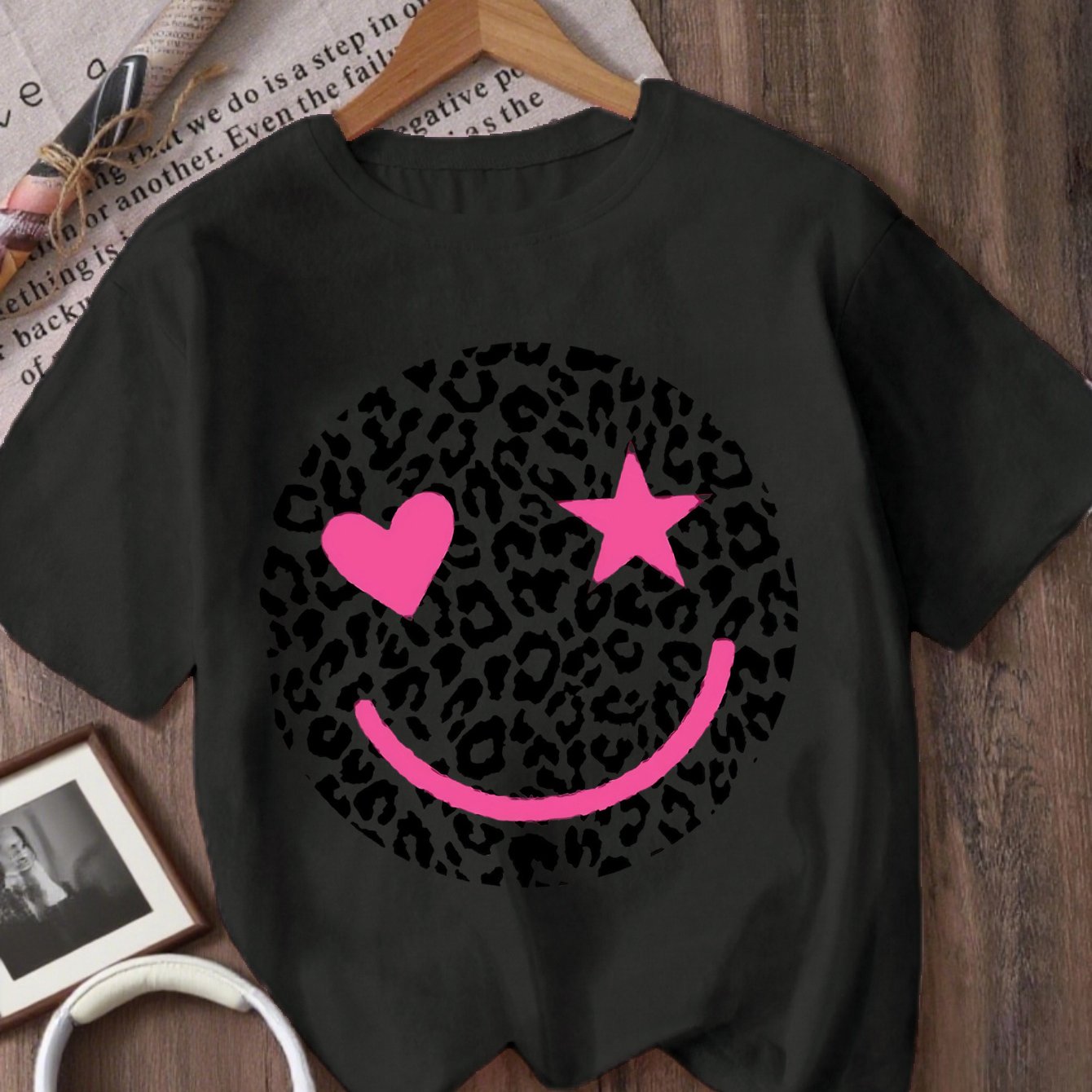 TEMU Girls' Round Neck Printed T-shirt