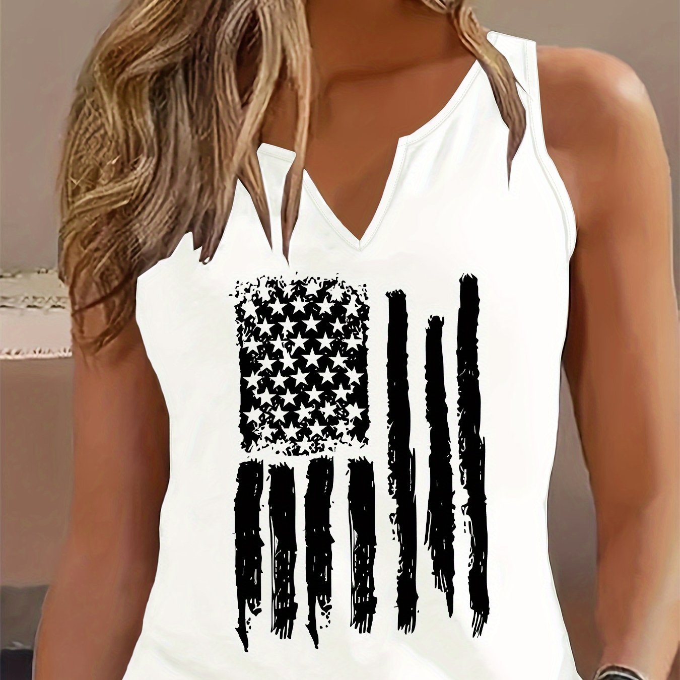 TEMU Graphic Print Tank Top, Sleeveless Casual Top For Summer And Spring, Women's Clothing