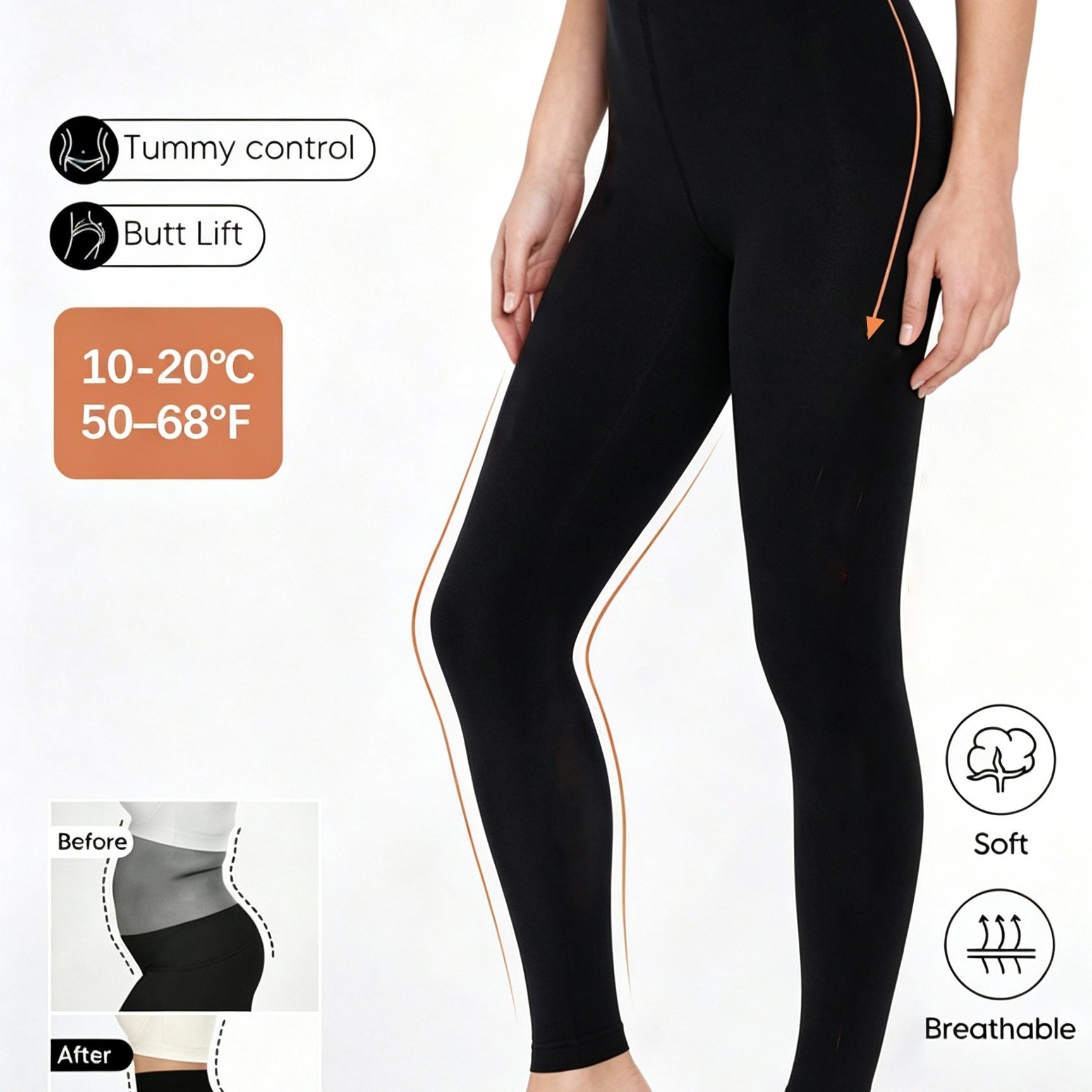 TEMU Yxy Women's Black Leggings, High-stretch Comfortable Brushed Warm Ankle Pants, Versatile Tight-fitting Pants For Autumn/winter And