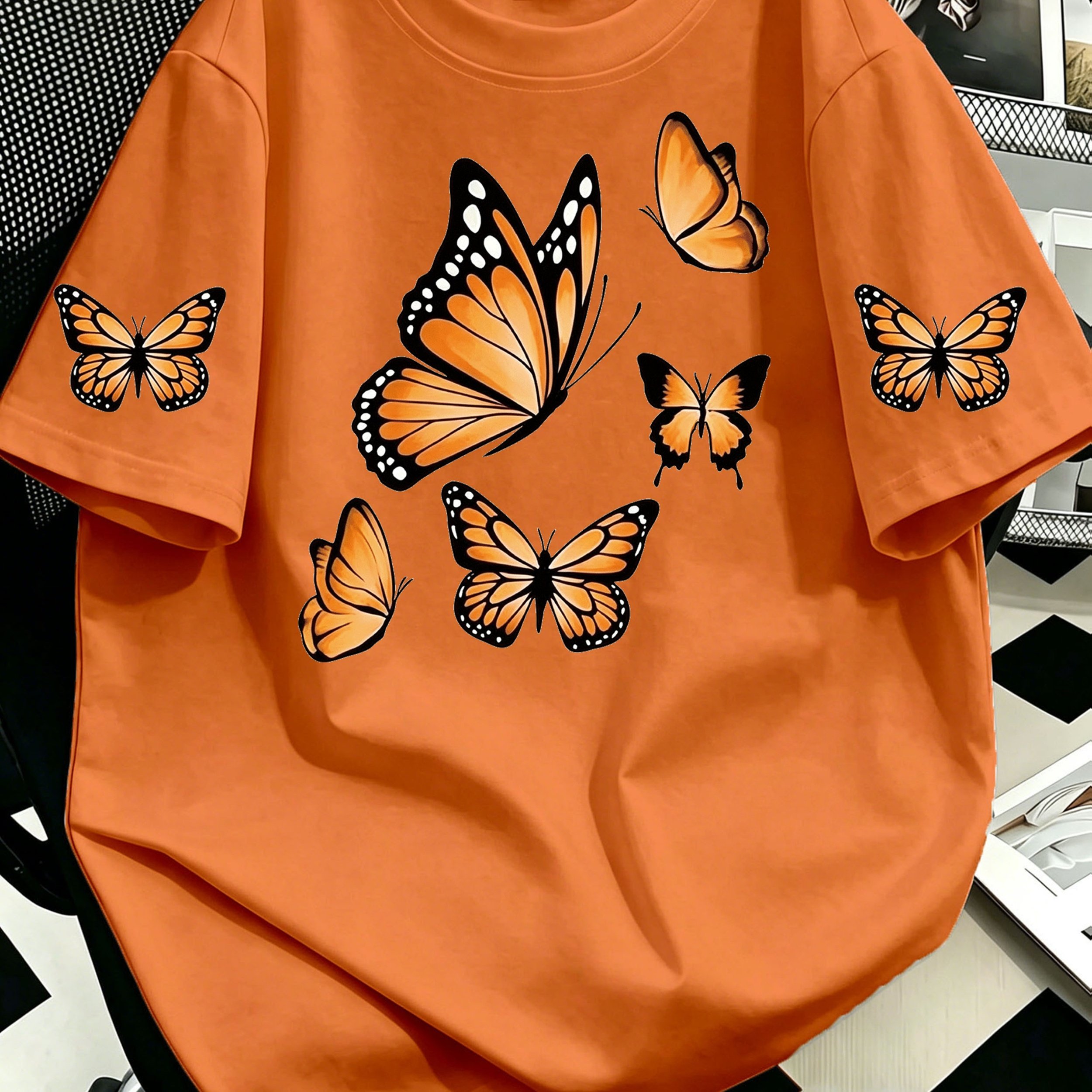 TEMU Plus Size Women's Casual Print Loose T-shirt, Suitable For , Daily , Beach, Holidays, Spring, Valentine's Day, Carnival