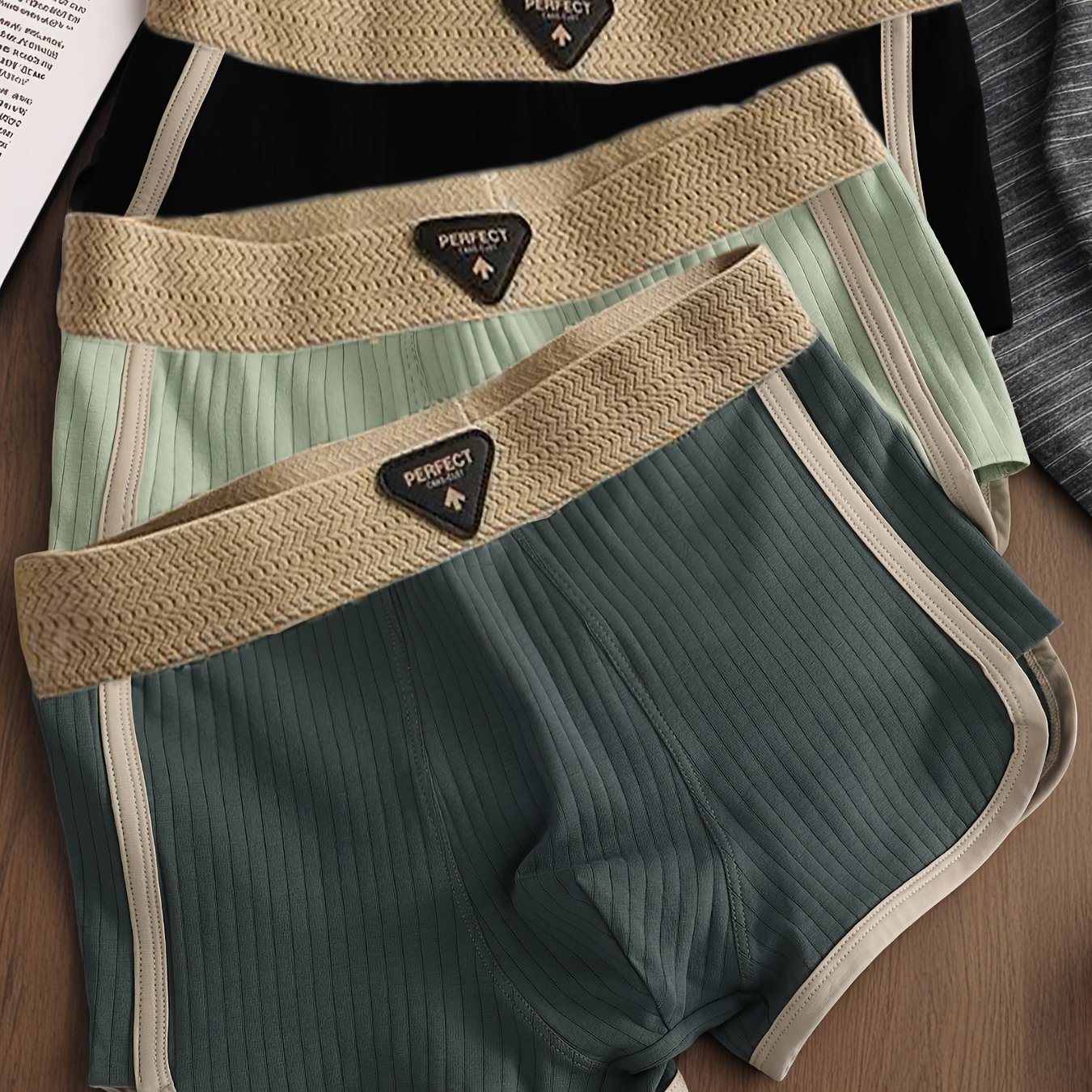 E-shop 3er-Pack Herrenunterwäsche, weiche und hautfreundliche quadratische Hosen, stylische und einzigartige Boxershorts mit einem Vintage-Ethno-Stil