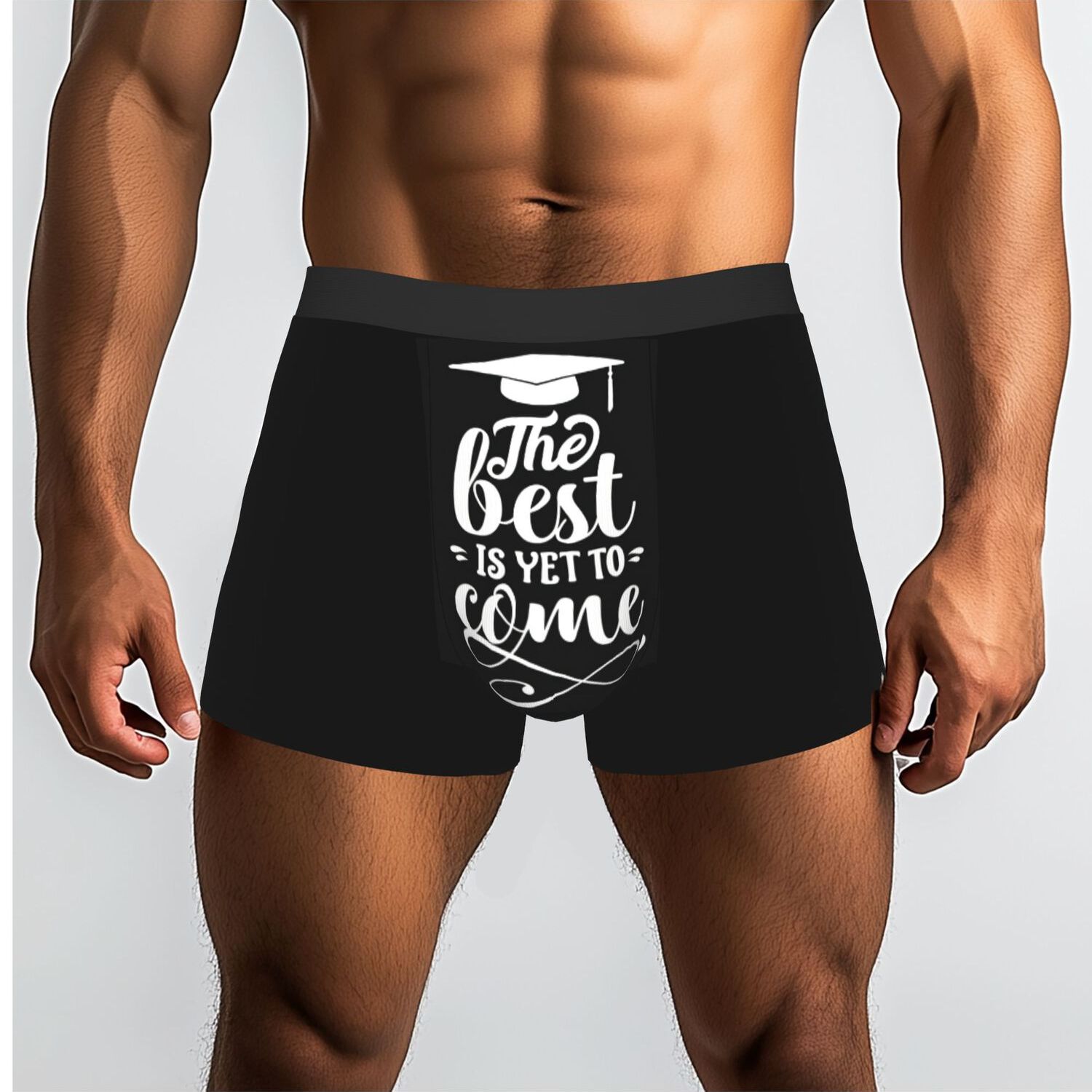 TEMU 1pc Men's Breathable Boxer Briefs Underwear - Full Coverage Suitable For Gym, Swimming & Casual Attire, Non- Panties With "the Best Is Yet To