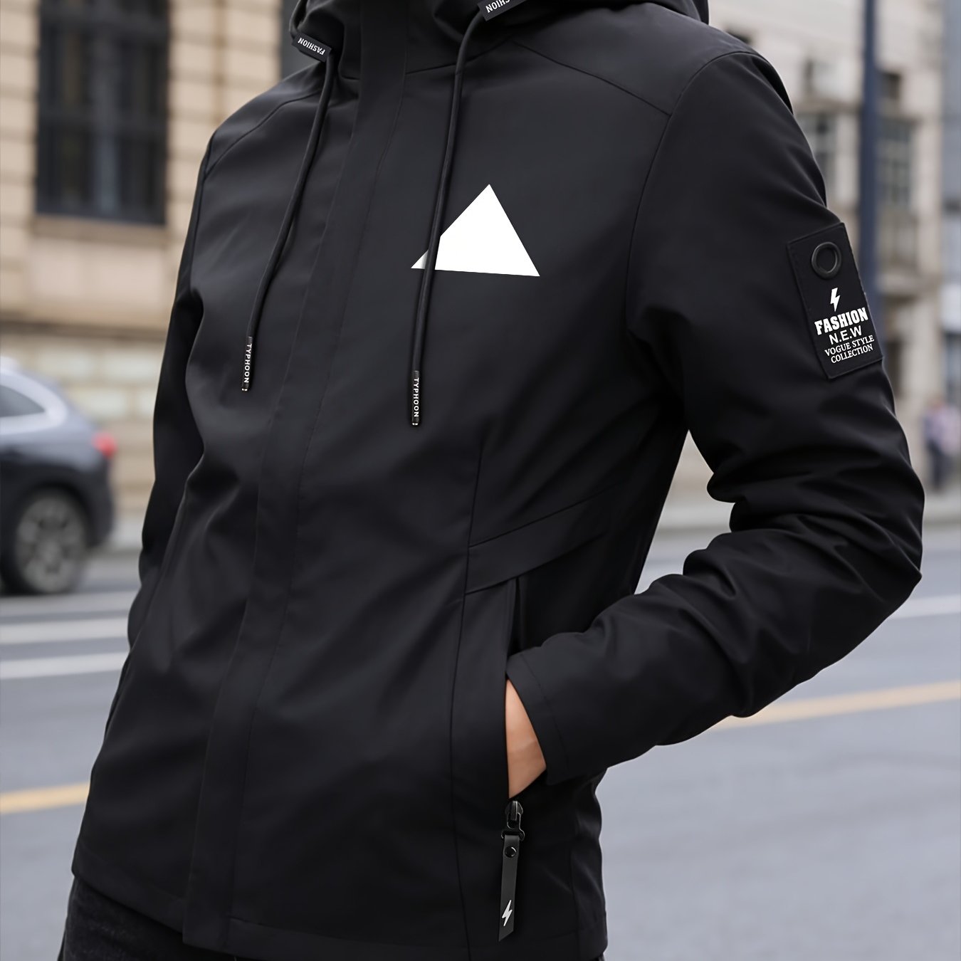TEMU Bk260512026 Women's Hooded Windbreaker Jacket Top Loose Comfortable Breathable Age Reduction Lazy Style Front Mountain Print Daily Travel