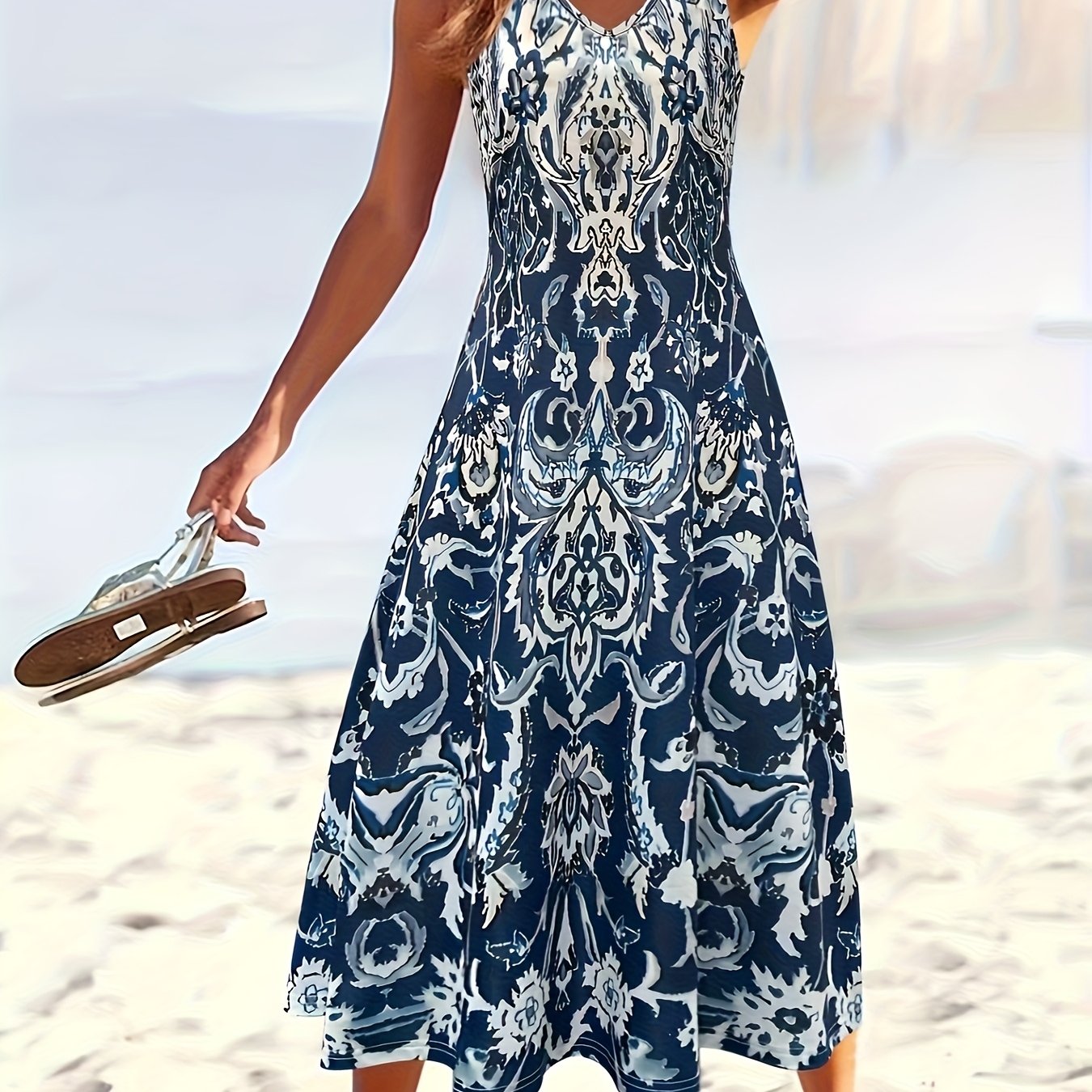 Women's Fashion Round Neck Short Sleeve Summer Dress
