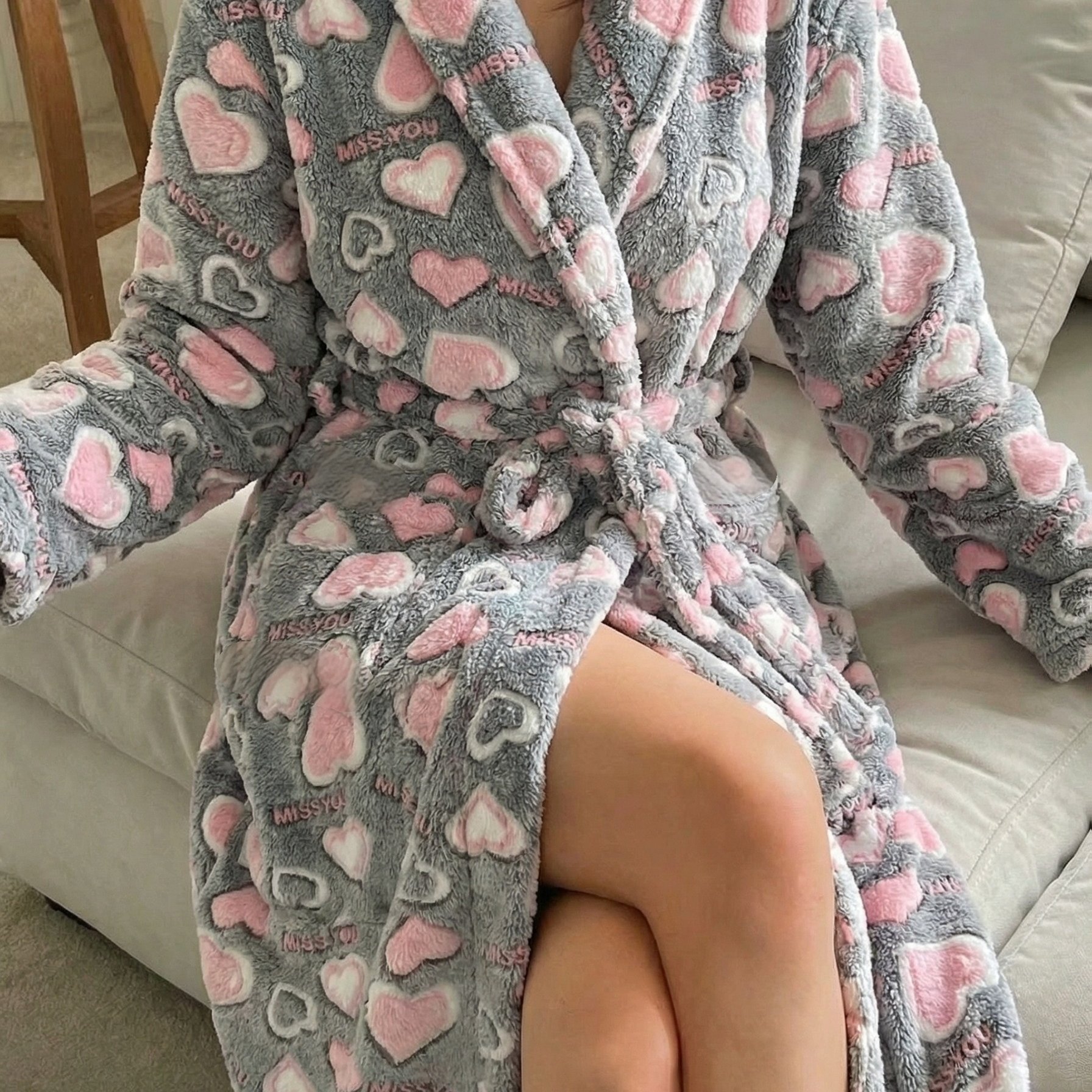 TEMU Women's Robe, Home Casual Flannel Slumberwear With Side Pockets And Belted , Machine Washable, Warm And Comfortable, Perfect Christmas Gift