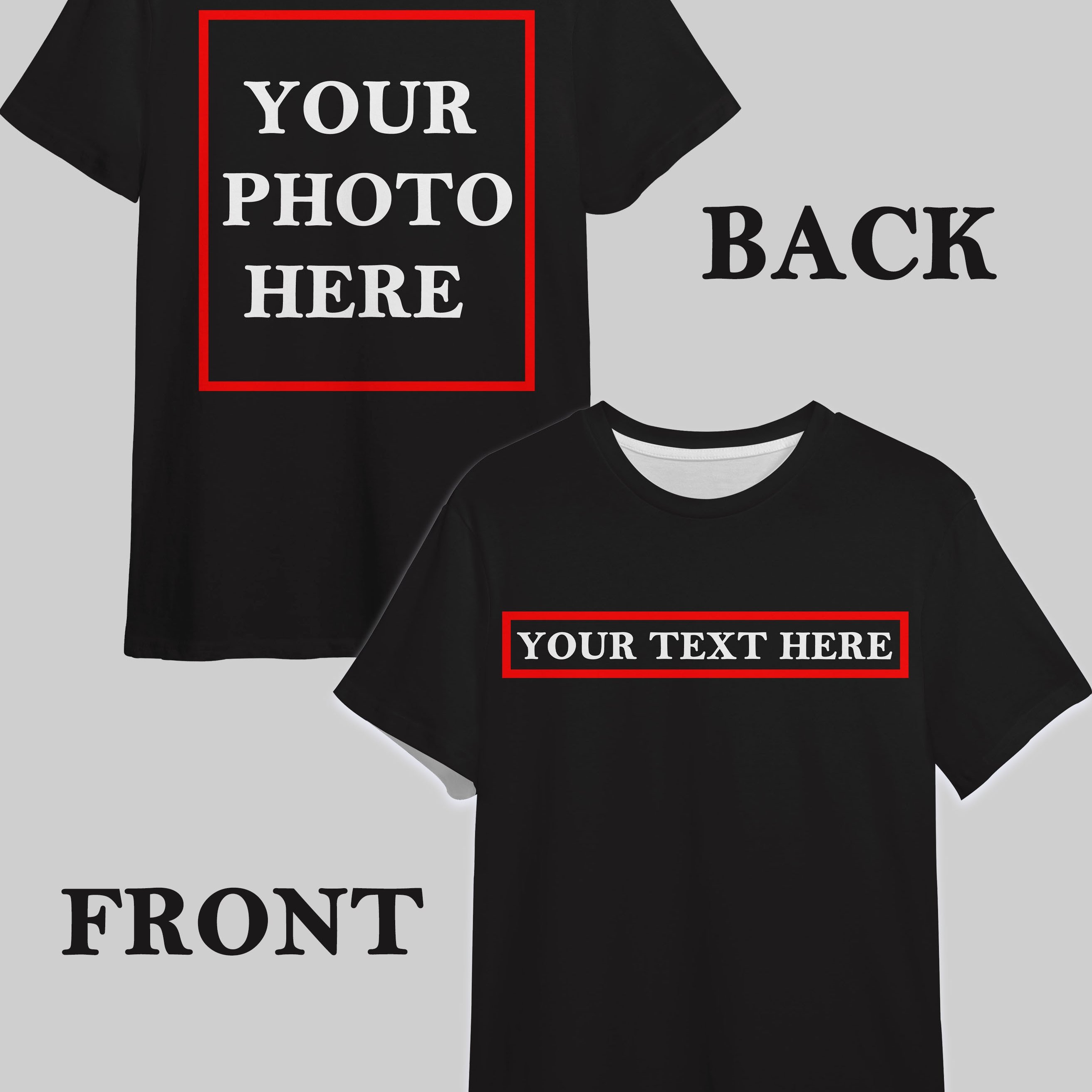 TEMU Plus Size Men's Casual T-shirt, Custom T-shirt, Text + Pattern, Personalized Text/name On The Front, , Logo, Photo On The Back, Round Neck Short