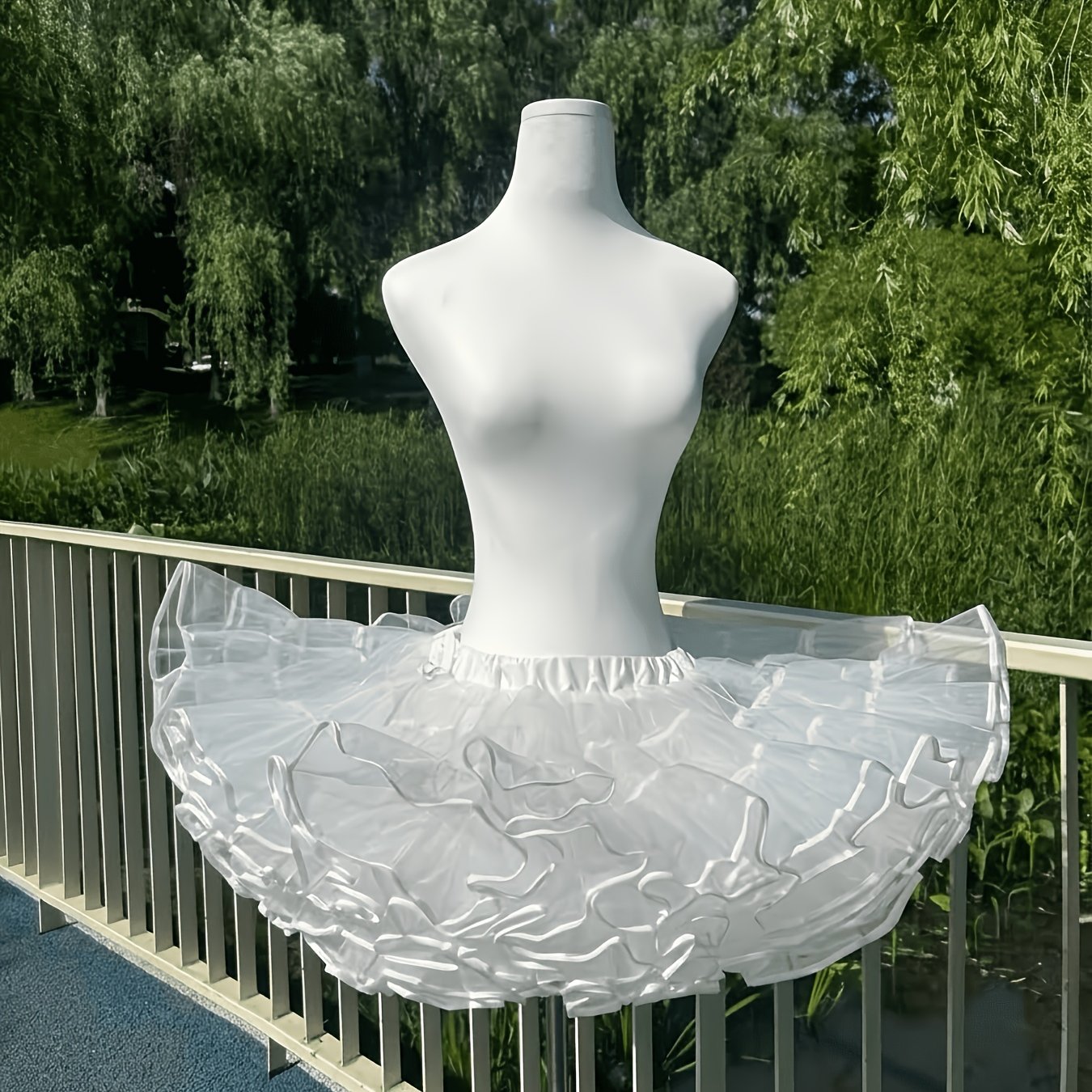 TEMU Falda estilo Lolita Y2K con aro de soporte de trasero de - Falda de 25 cm, aro de gasa de sin hueso y cristal, dobladillo semirregular, adecuada