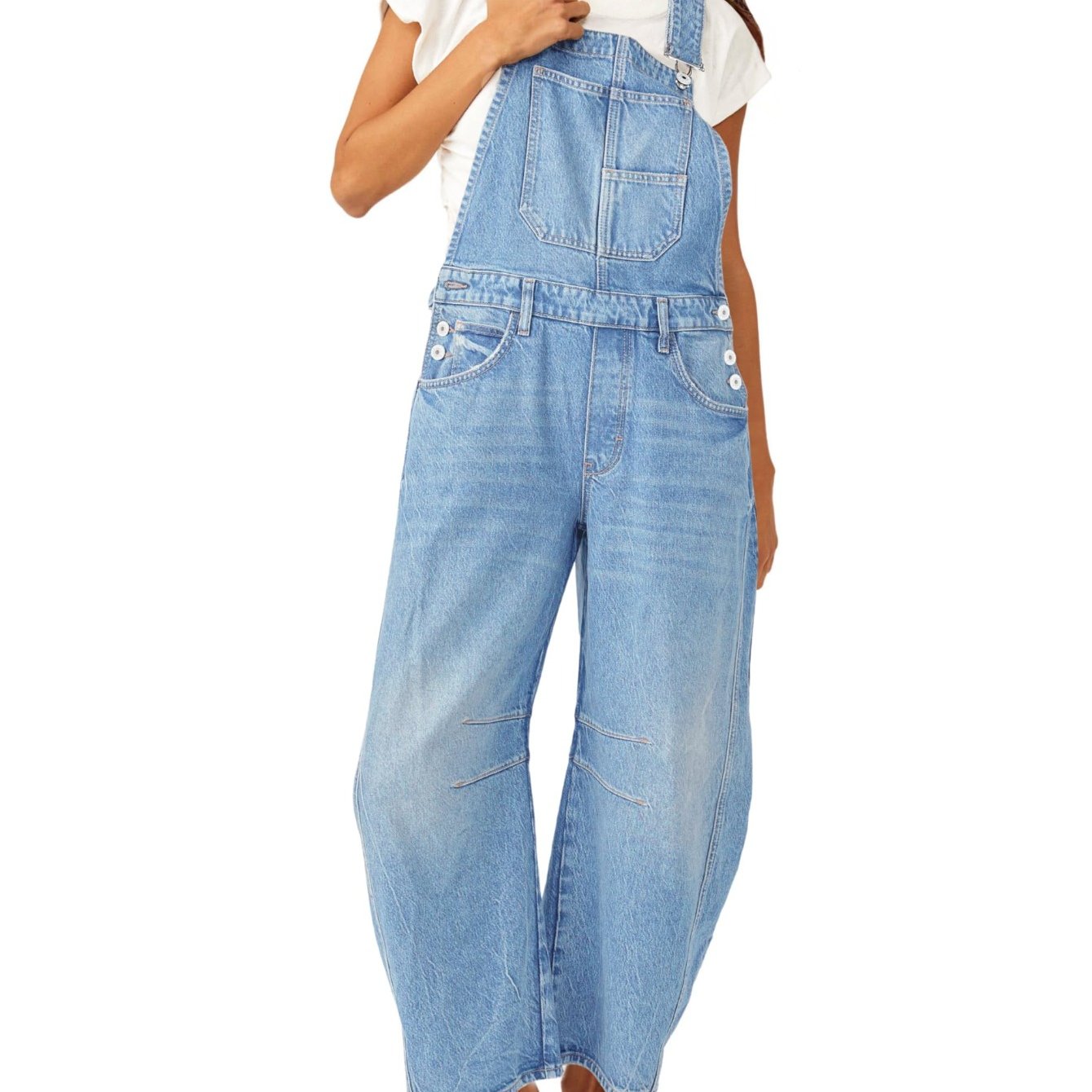 Image of Women's Denim Overalls Leg Adjustable Strap Jeans Pants Jumpsuits With Pockets