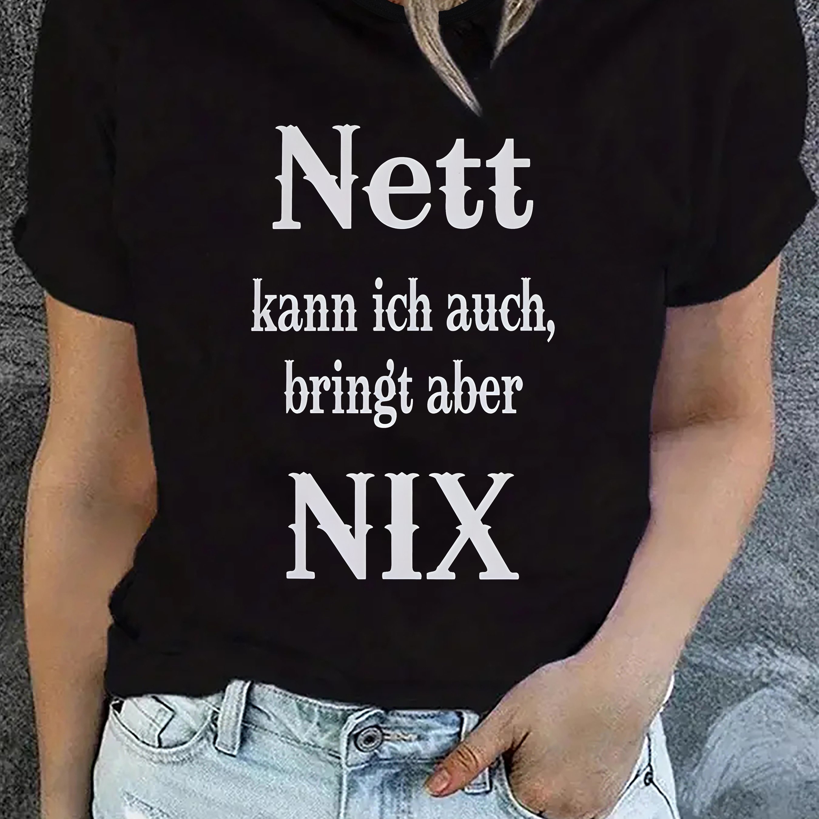 Image of Print Women's Casual T-shirt, Round Neck, Short Sleeved, Slightly Elastic Fabric, Regular Style, Comfortable Top For Women's Clothes